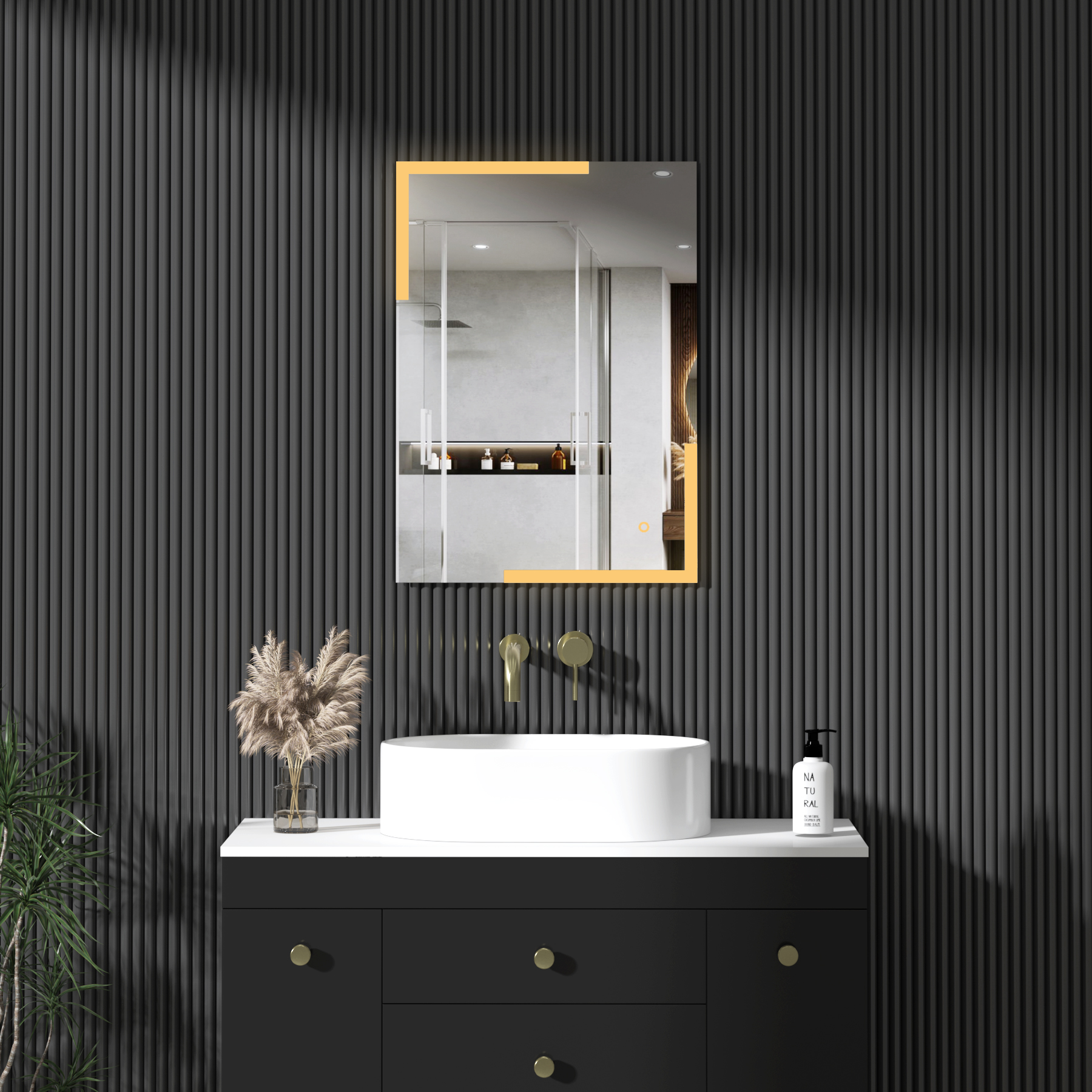 Orion 500 x 700mm Frontlit Rectangular Frameless LED Illuminated Bathroom Mirror with Demister Pad & Touch Sensor