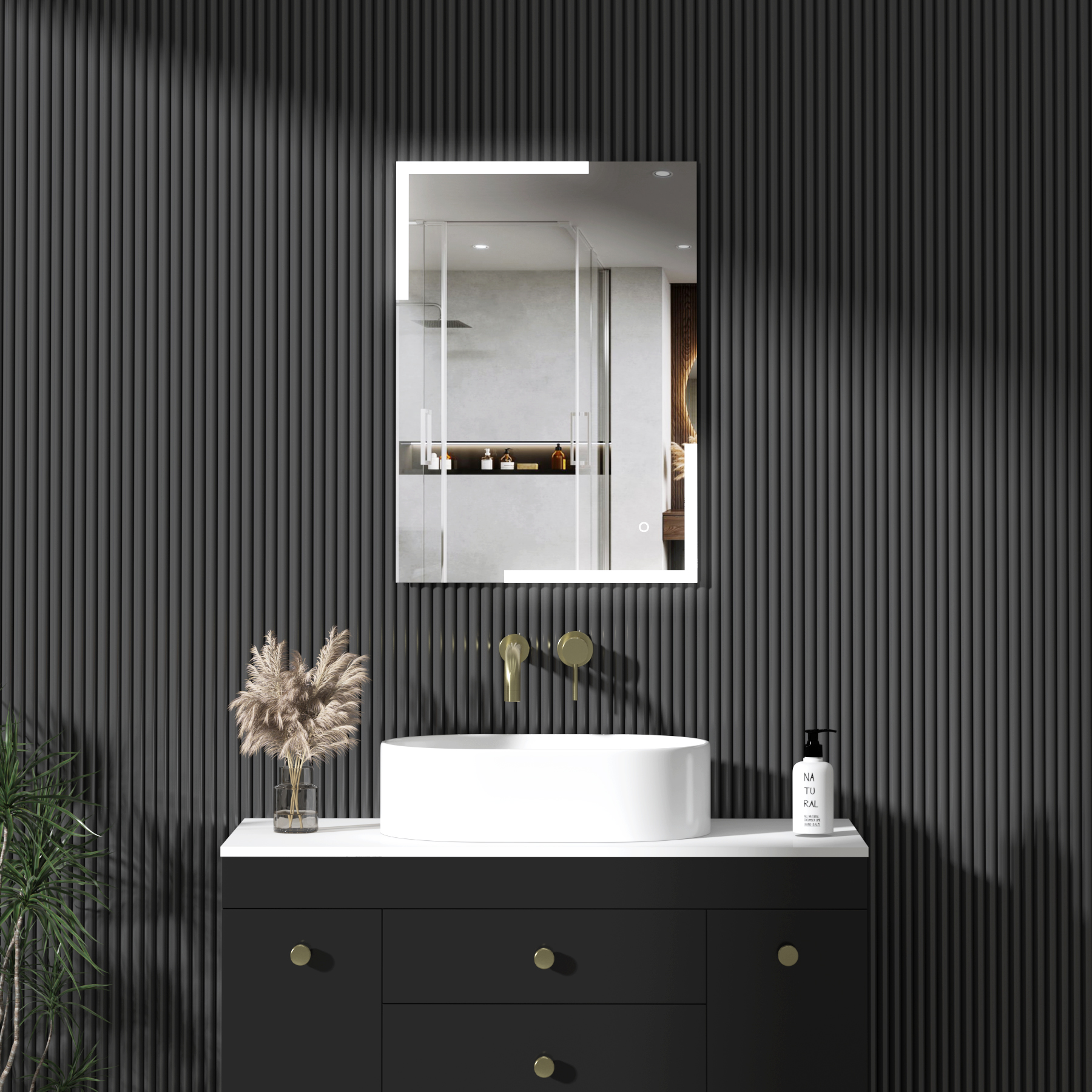 Orion 500 x 700mm Frontlit Rectangular Frameless LED Illuminated Bathroom Mirror with Demister Pad & Touch Sensor