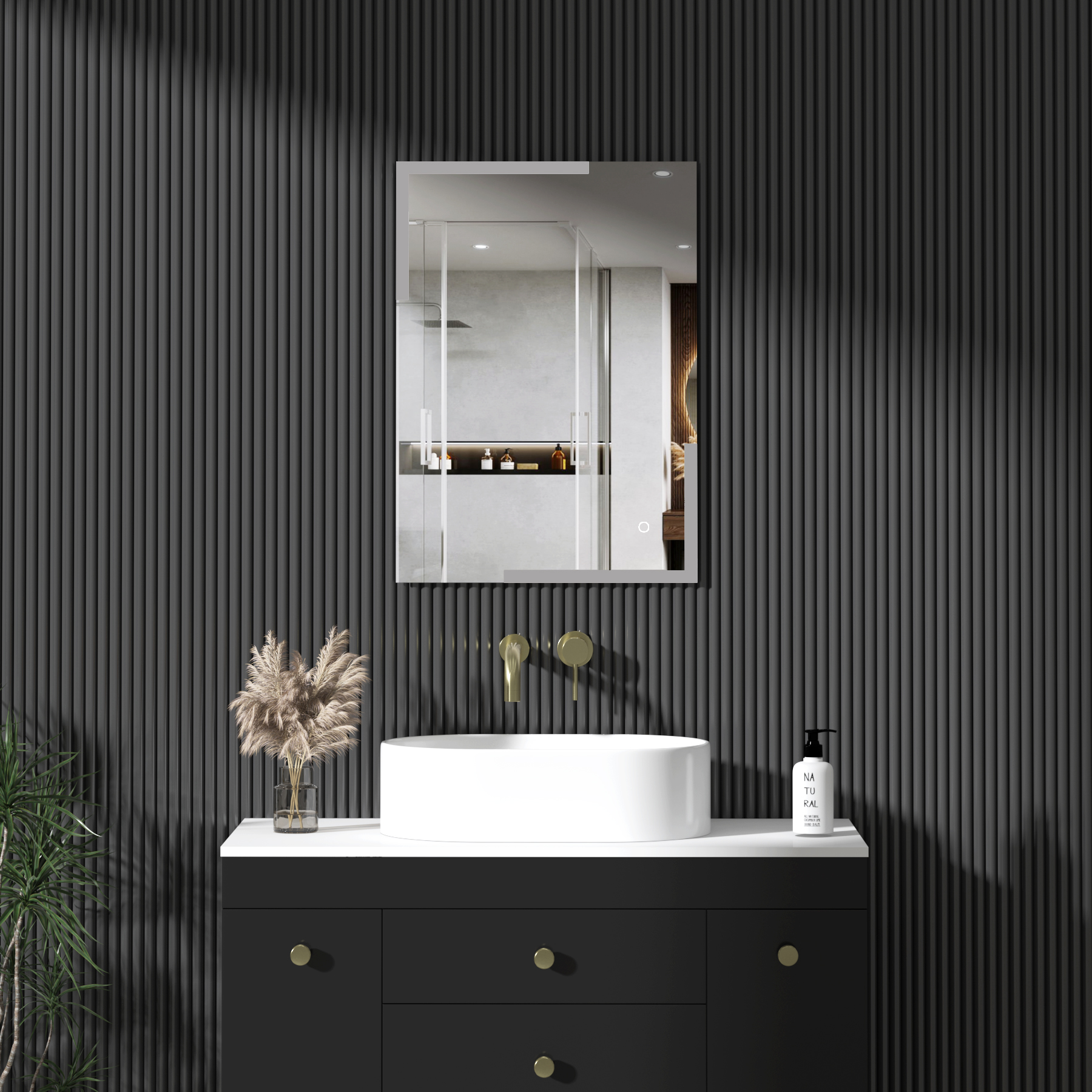 Orion 500 x 700mm Frontlit Rectangular Frameless LED Illuminated Bathroom Mirror with Demister Pad & Touch Sensor