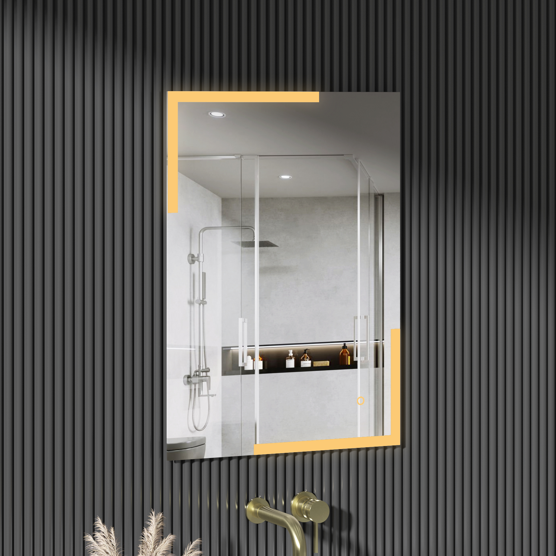 Orion 500 x 700mm Frontlit Rectangular Frameless LED Illuminated Bathroom Mirror with Demister Pad & Touch Sensor
