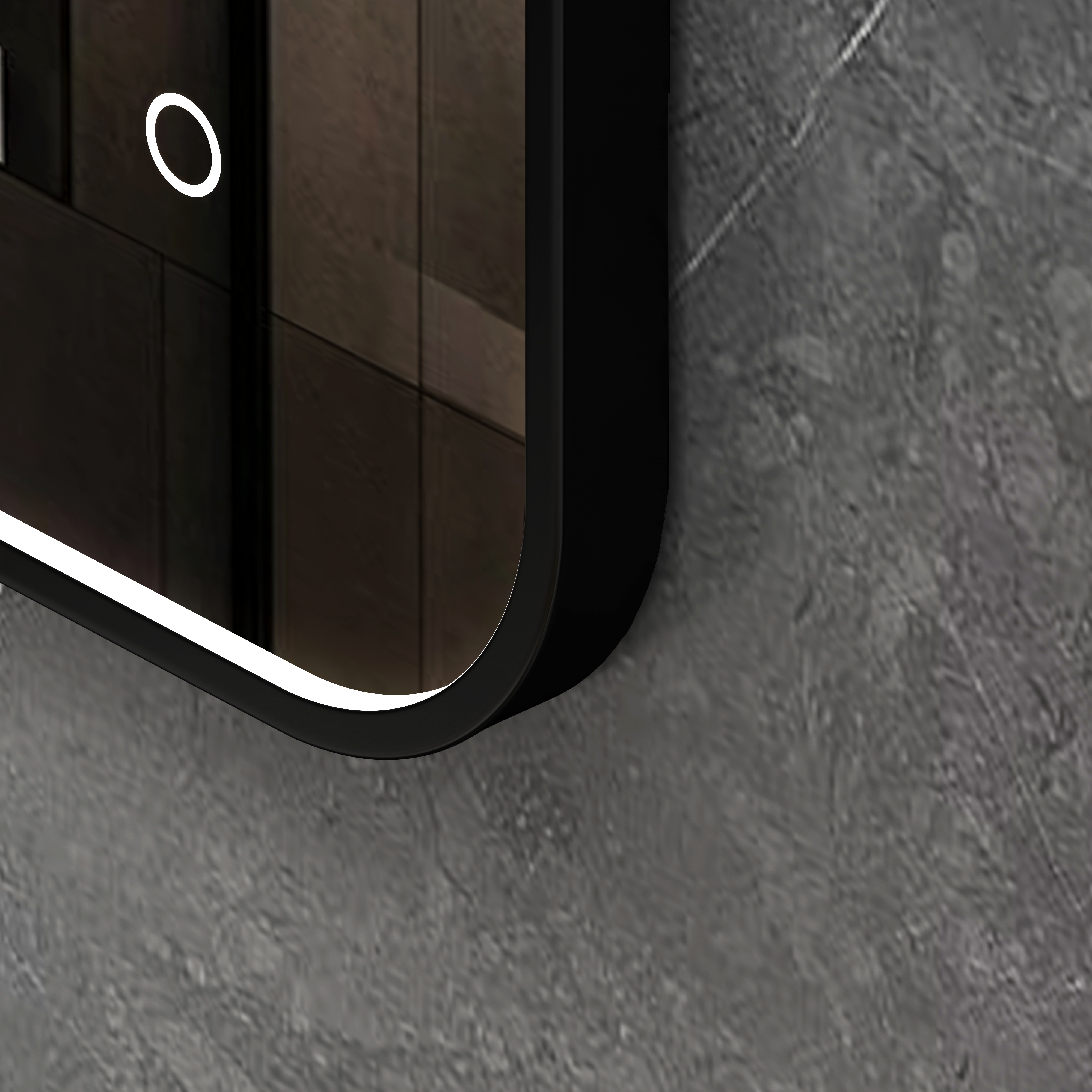 Luxor 500 x 700mm Matt Black Framed Rectangular Mirror Within Frame LED, Touch Sensor & Demister Pad