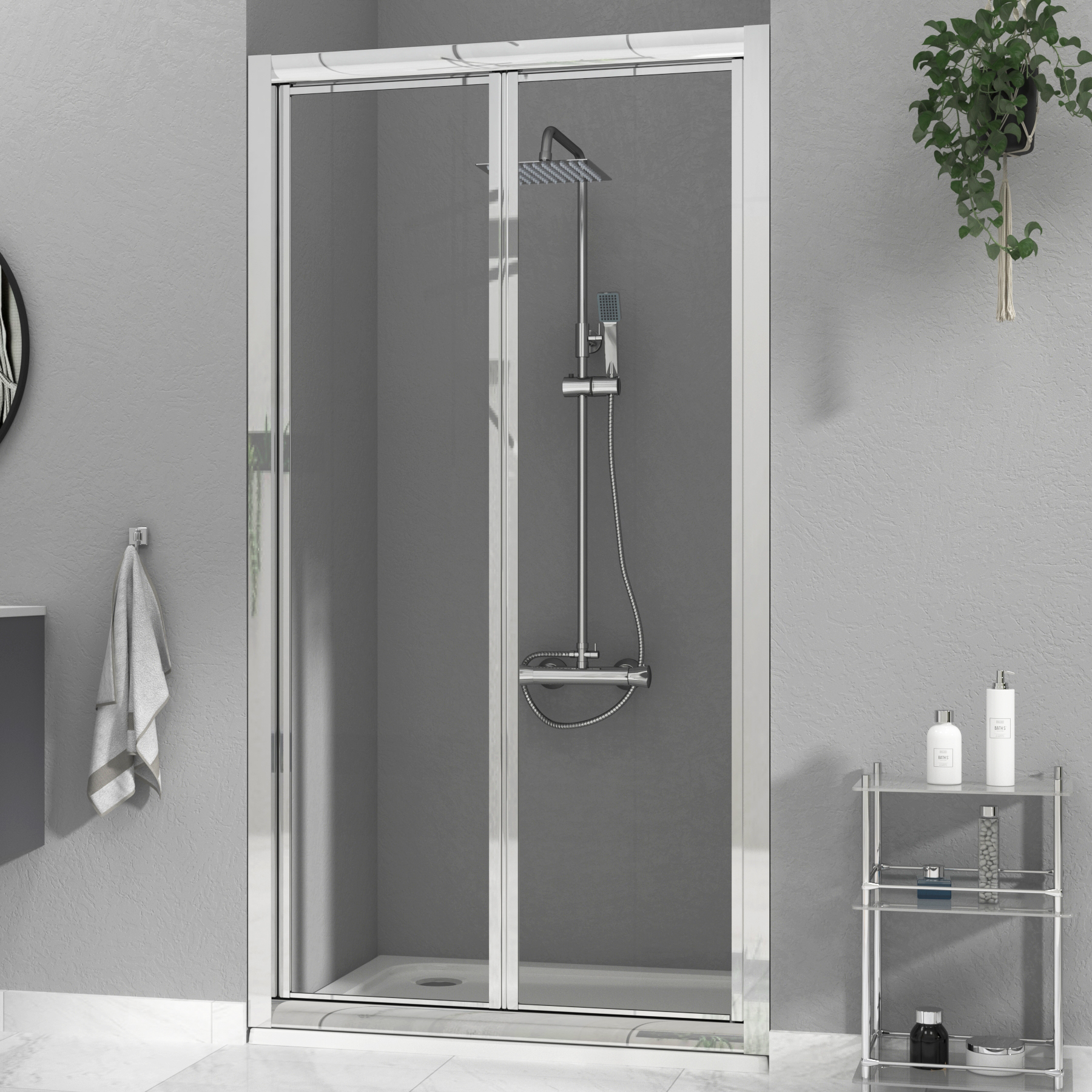 Elite Bifold Shower Door 4mm Glass 1850mm Height Various Sizes