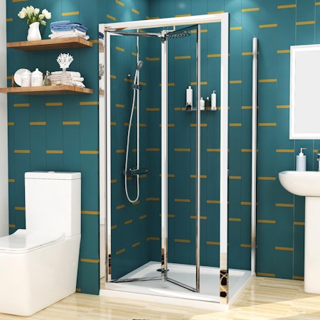 Elite Rectangular Bi-fold Shower Enclosure With Pearlstone Tray - 4mm Glass - Various Sizes