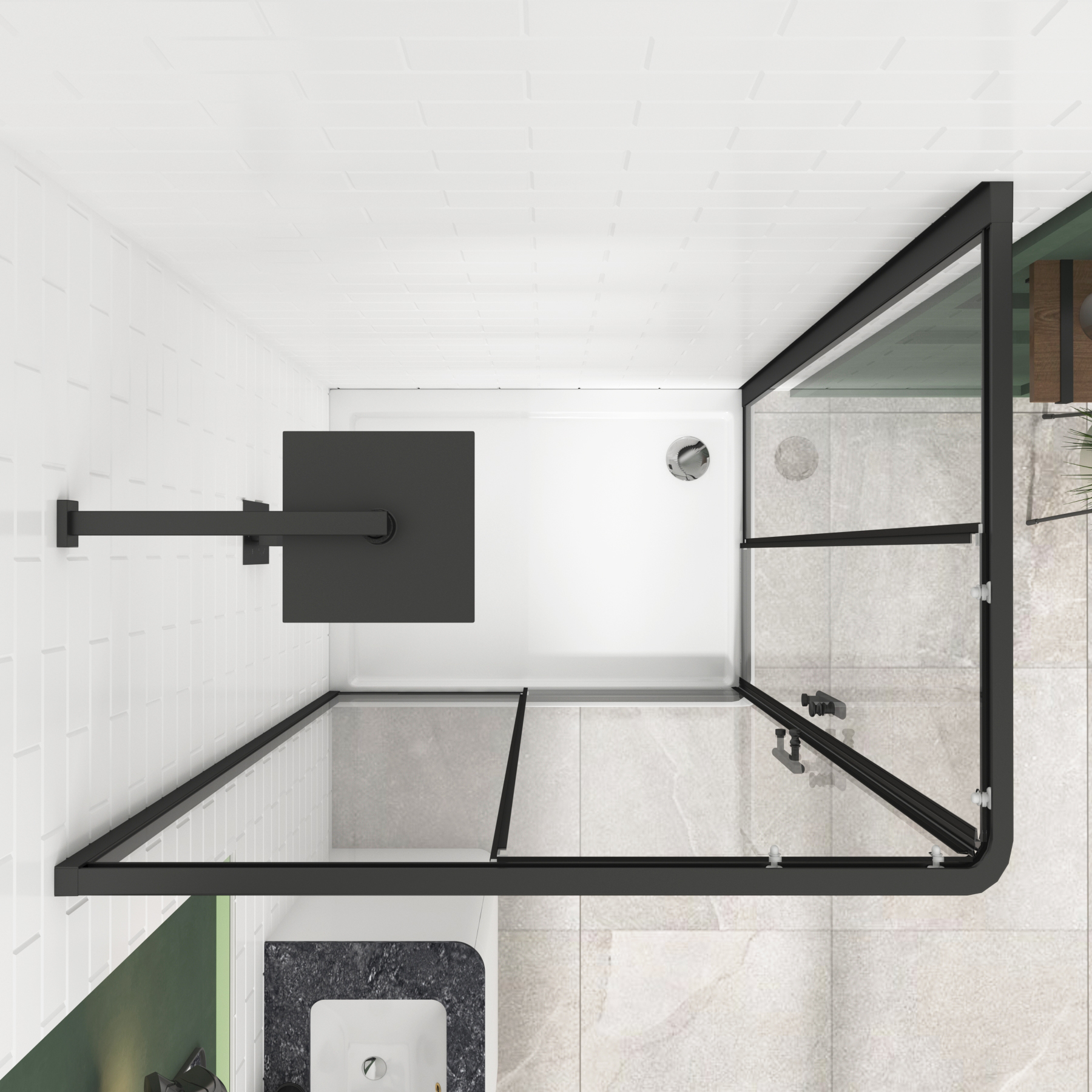 Milan 900 x 900mm Matt Black Square Corner Entry Sliding Door Shower Enclosure