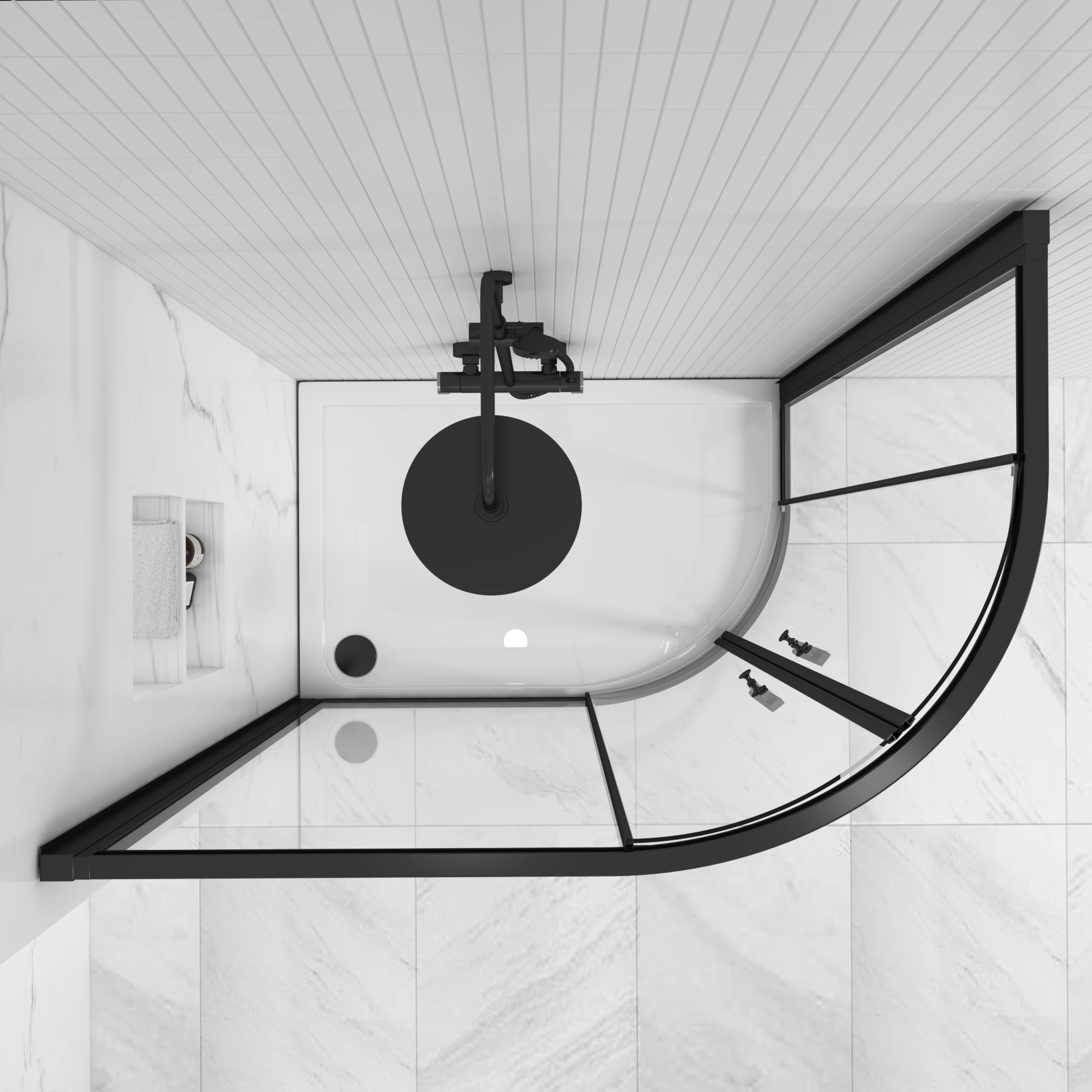 Milan 1200 x 800mm Matt Black Offset Quadrant Shower Enclosure 6mm Glass - Reversible