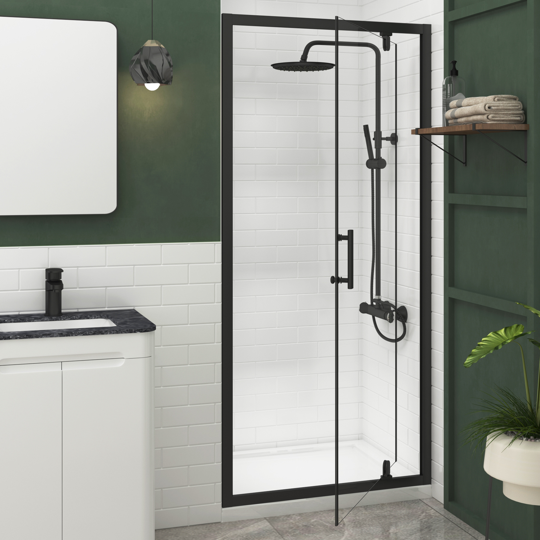 Milan 6mm Matt Black Pivot Shower Door - Various Sizes