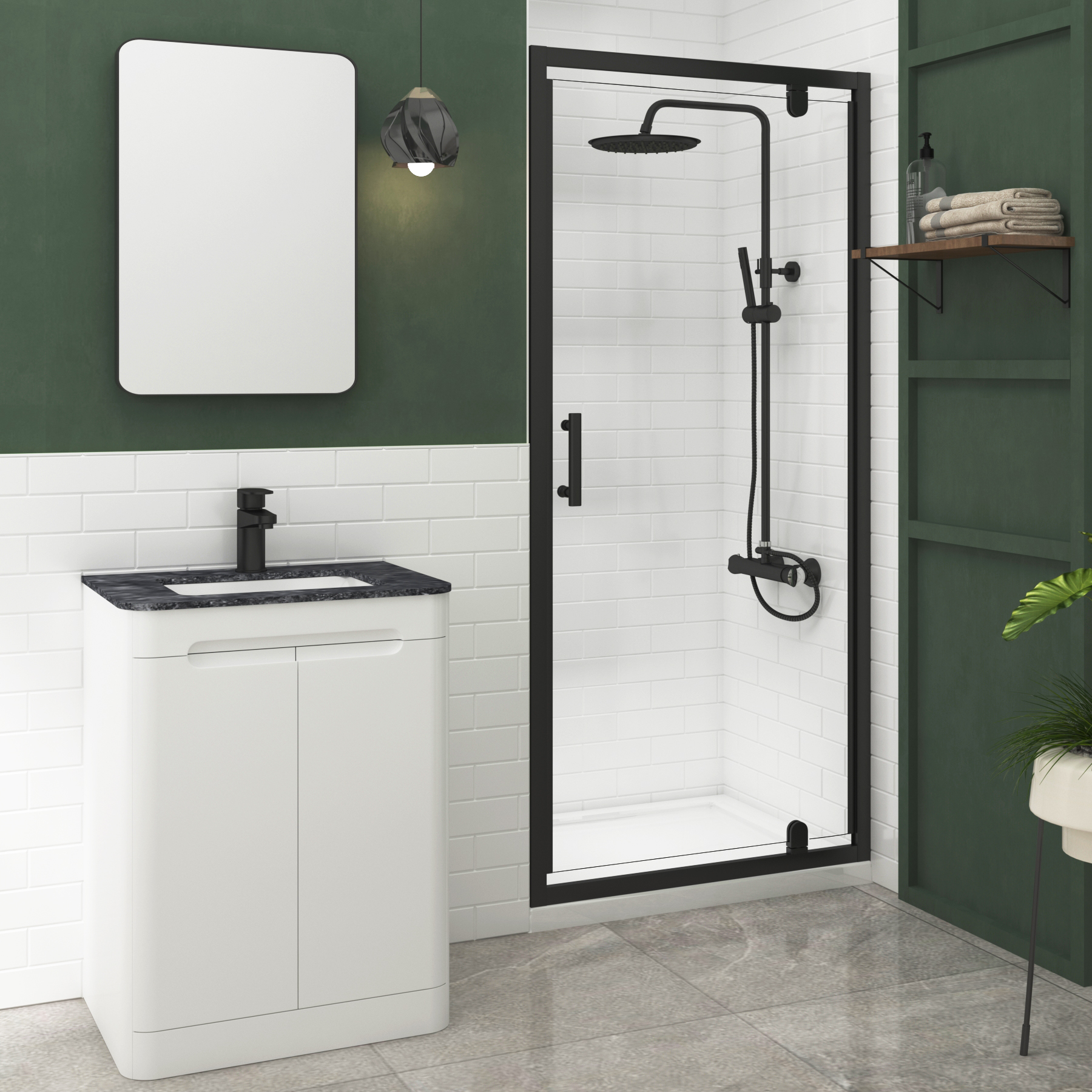 Milan 6mm Matt Black Pivot Shower Door - Various Sizes