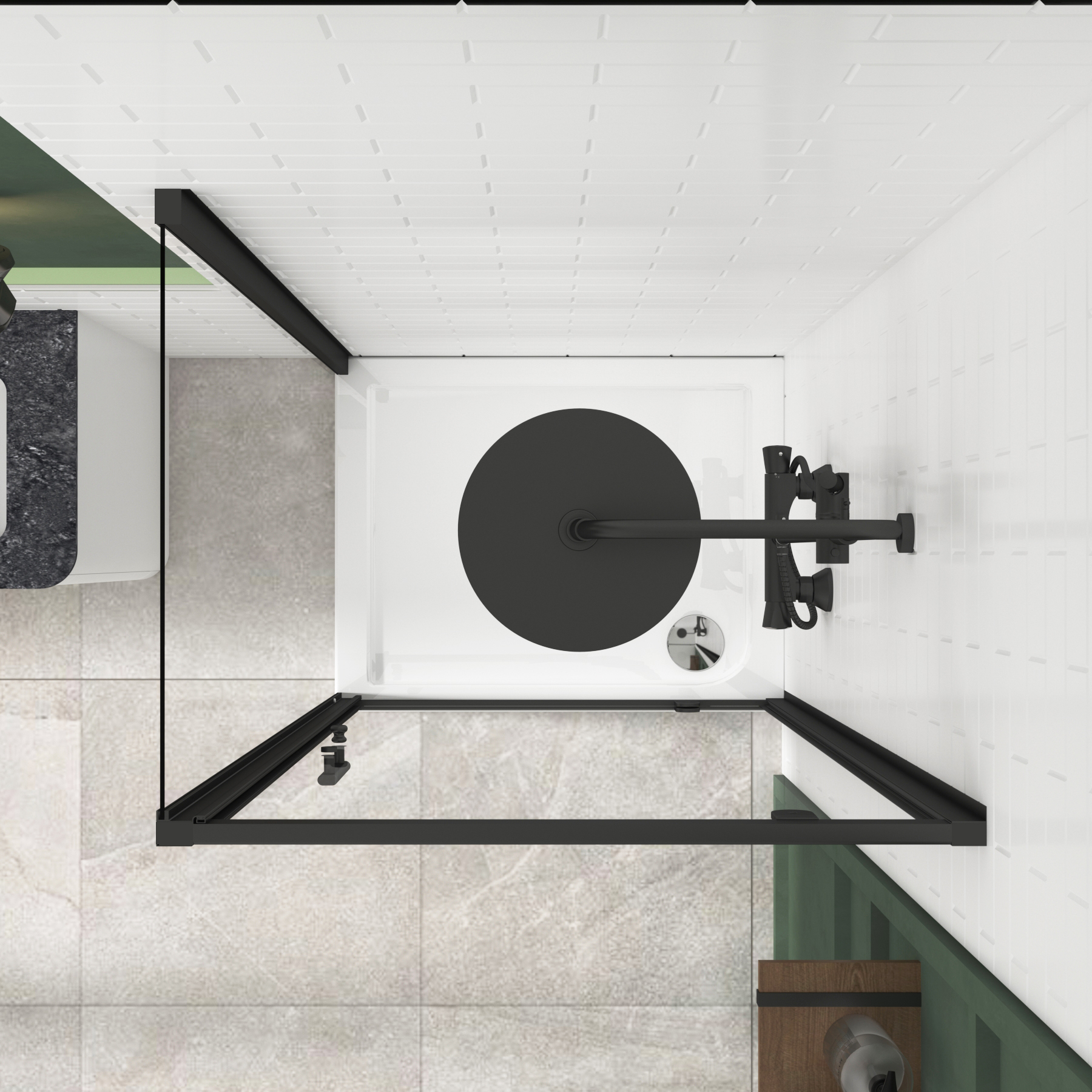 Milan 900 x 900mm Matt Black Square Pivot Door Shower Enclosure - 6mm Glass