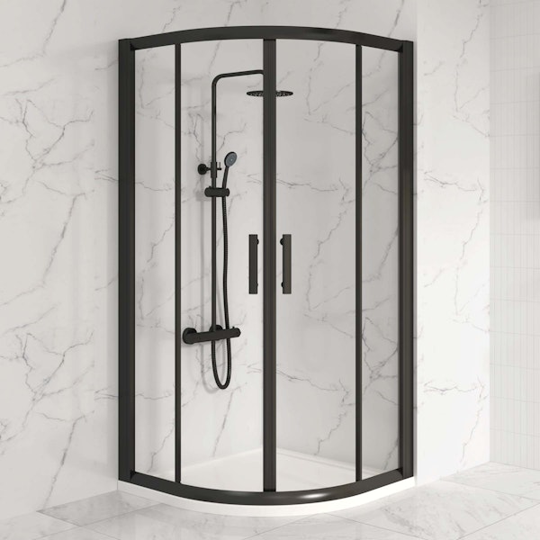 Milan 900 x 900mm Quadrant Shower Enclosure 6mm Double Sliding Doors ...
