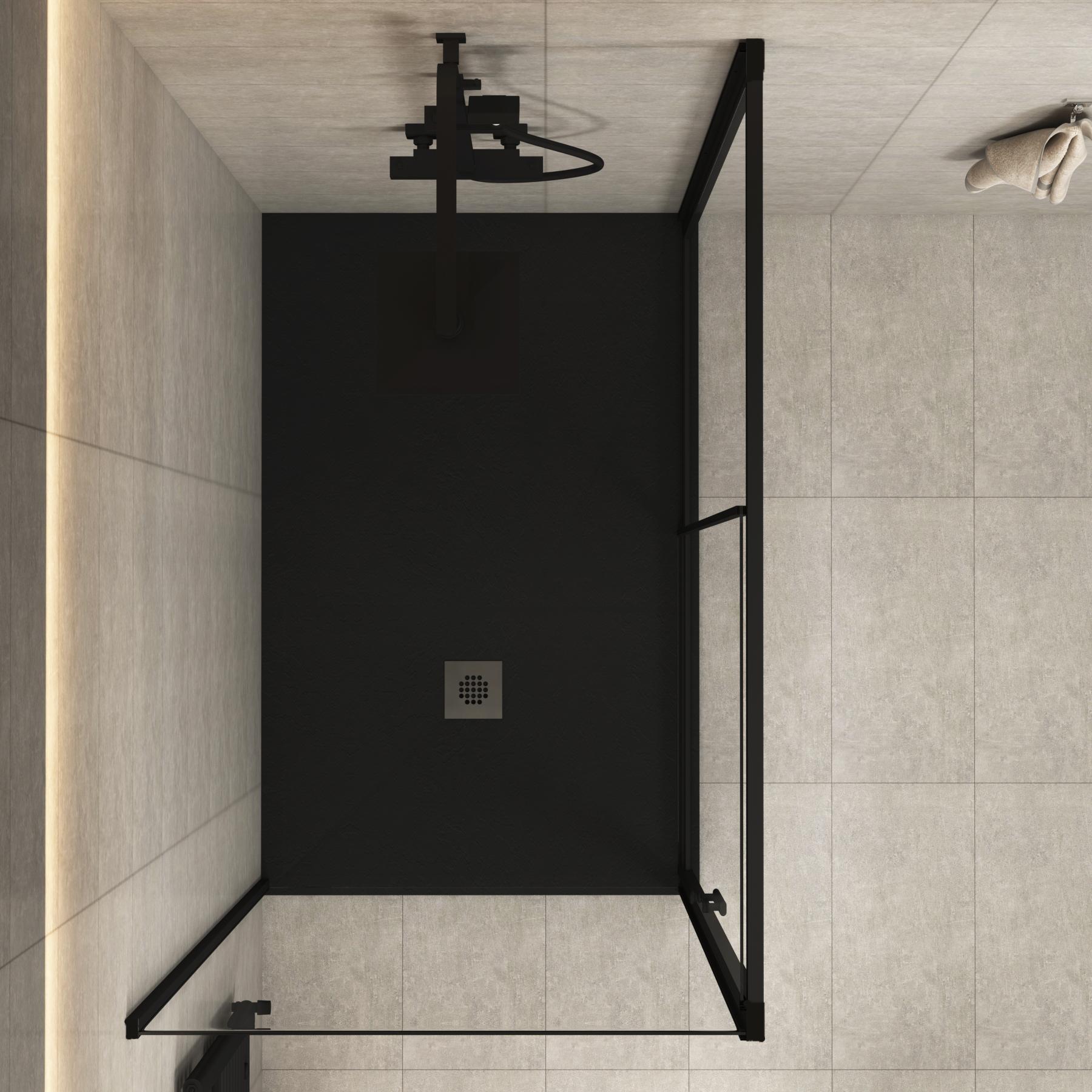 Milan 1000 x 800mm Sliding Door Rectangle Shower Enclosure 6mm - Matt Black
