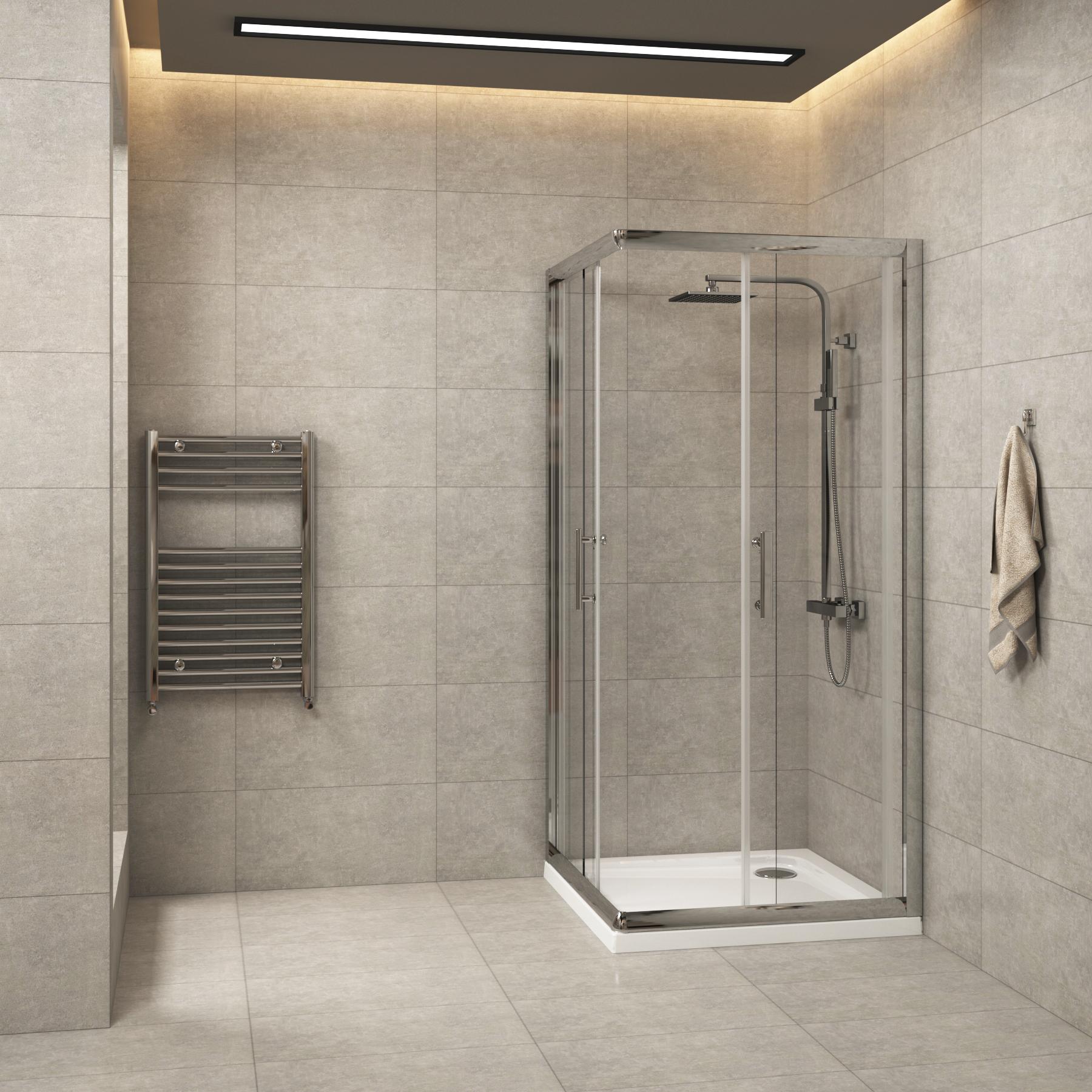 Plaza 700 x 700mm Square Corner Entry Shower Enclosure Sliding Door