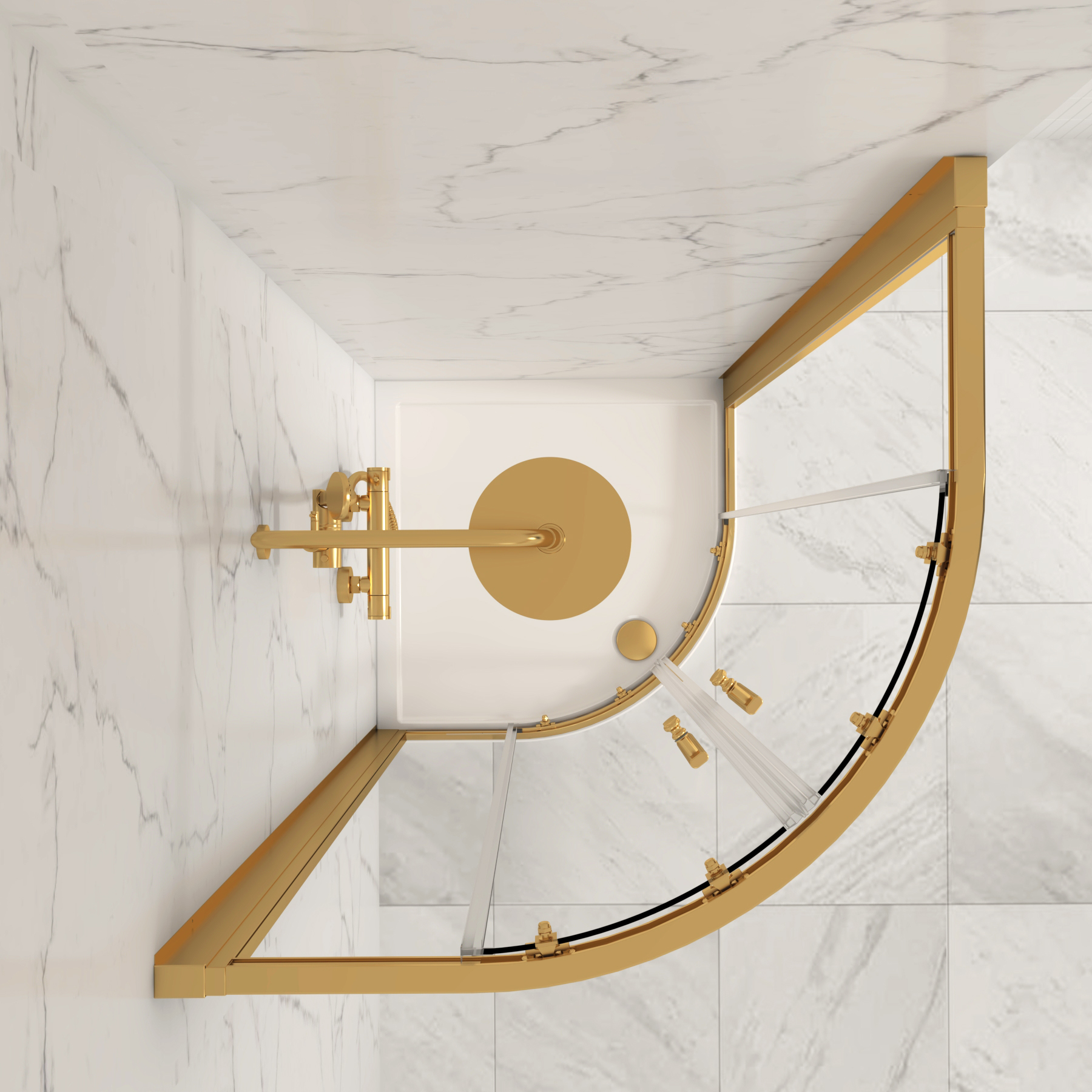 Venice Brushed Brass Quadrant Shower Enclosure 6mm Double Sliding Door