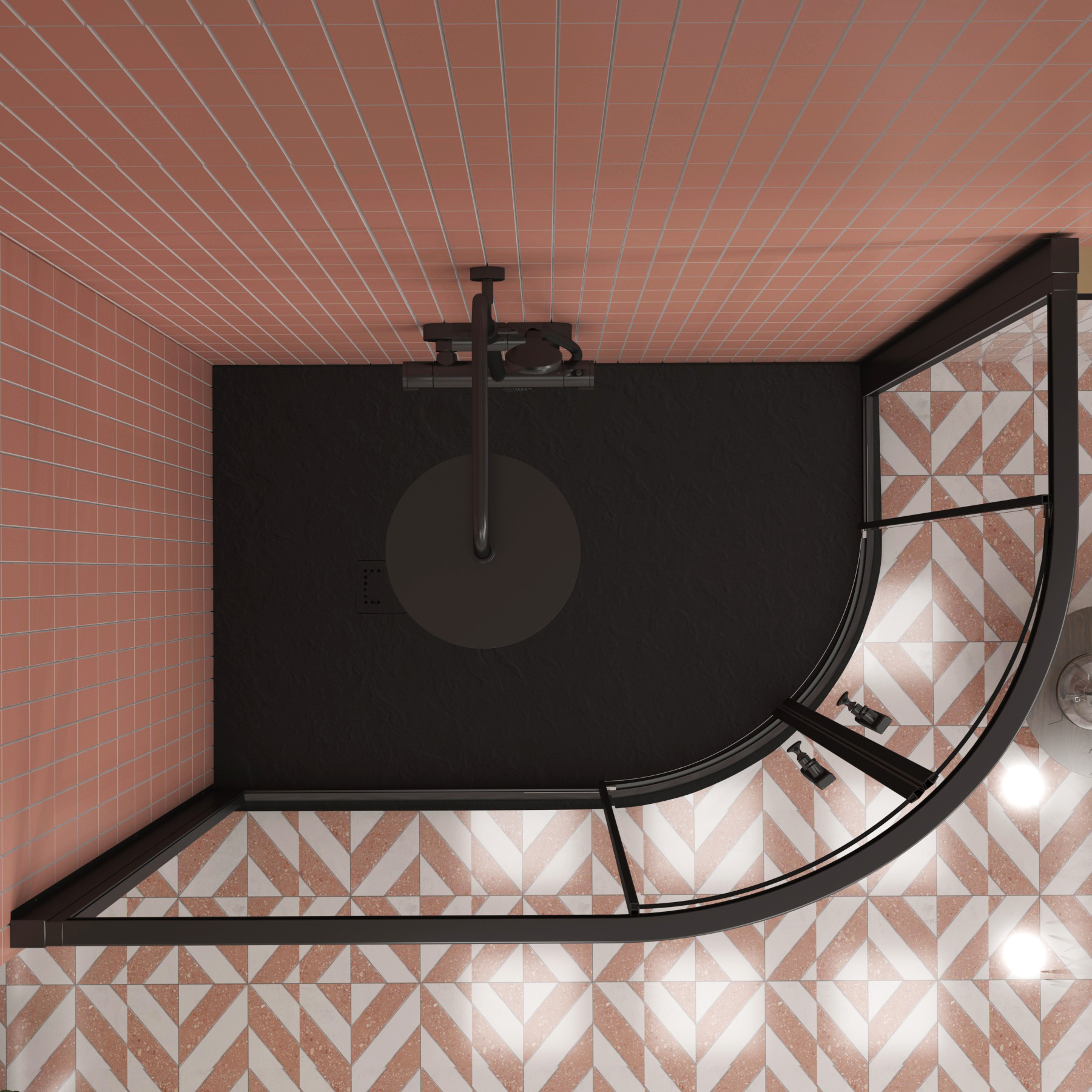 Milan 1200 x 800mm Matt Black Offset Quadrant Shower Enclosure with Black Stone Shower Tray - 6mm Double Sliding Door