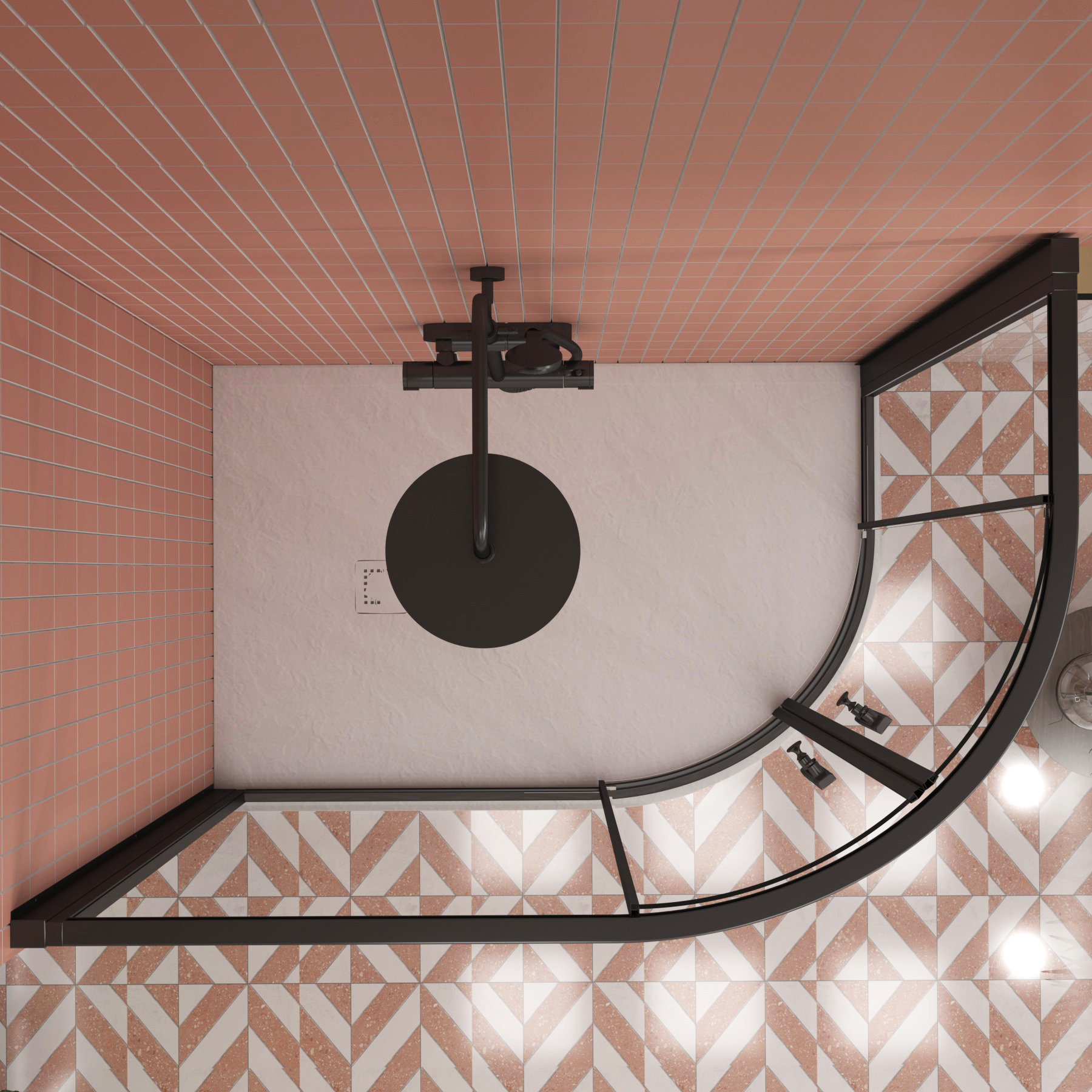 Milan 1200 x 800mm Matt Black Offset Quadrant Shower Enclosure with White Stone Shower Tray - 6mm Double Sliding Door