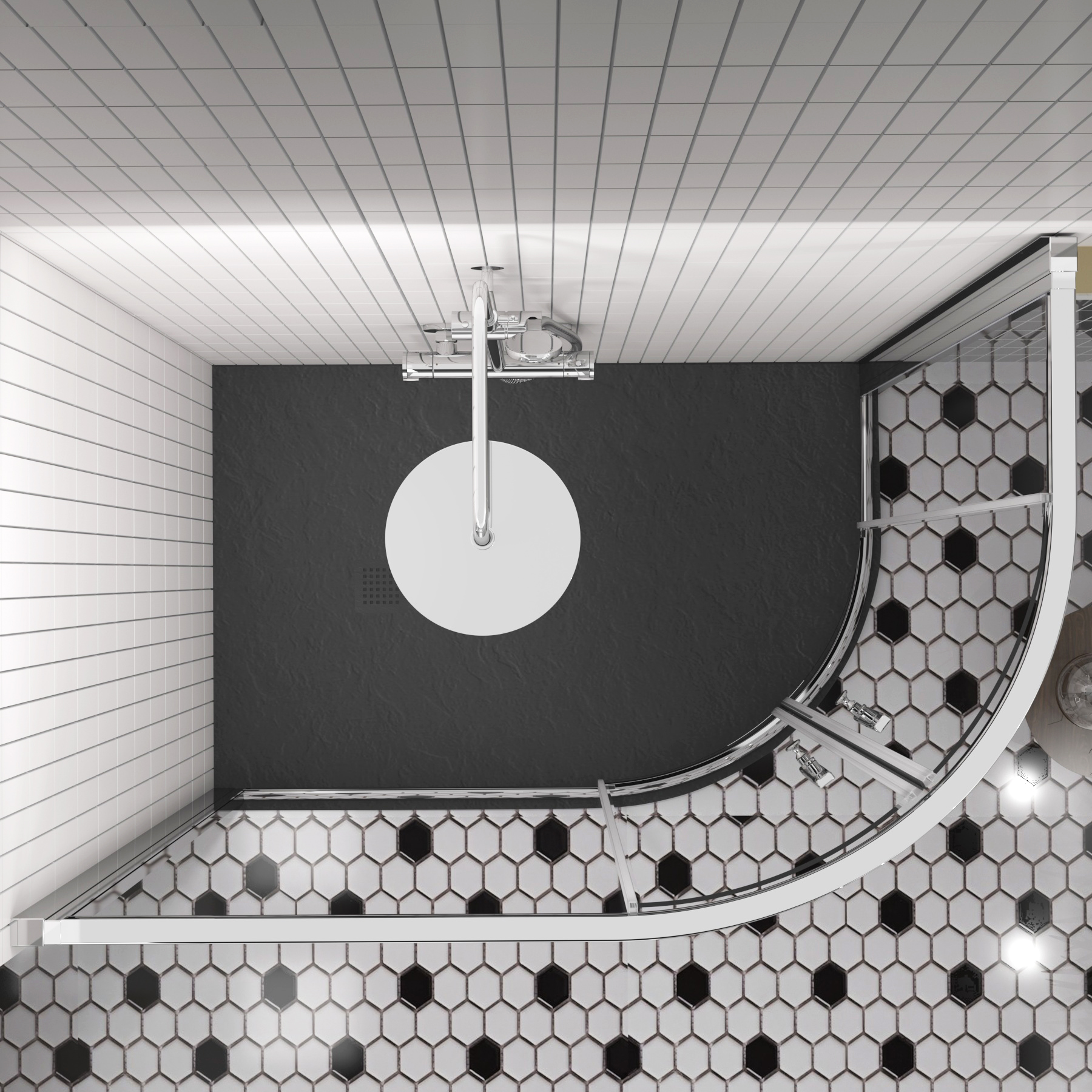 Imperial 1200 x 800mm Offset Quadrant Shower Enclosure with Black Stone Shower Tray - 6mm Double Sliding Door