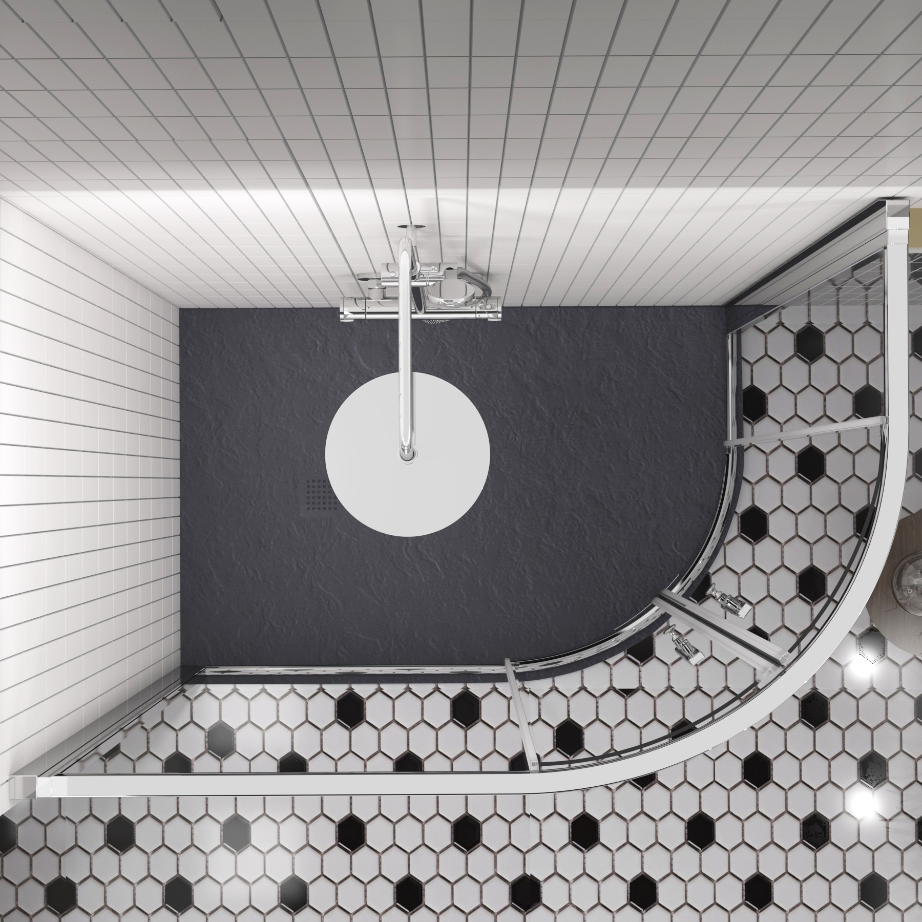 Imperial 1200 x 800mm Offset Quadrant Shower Enclosure with Grey Stone Shower Tray - 6mm Double Sliding Door