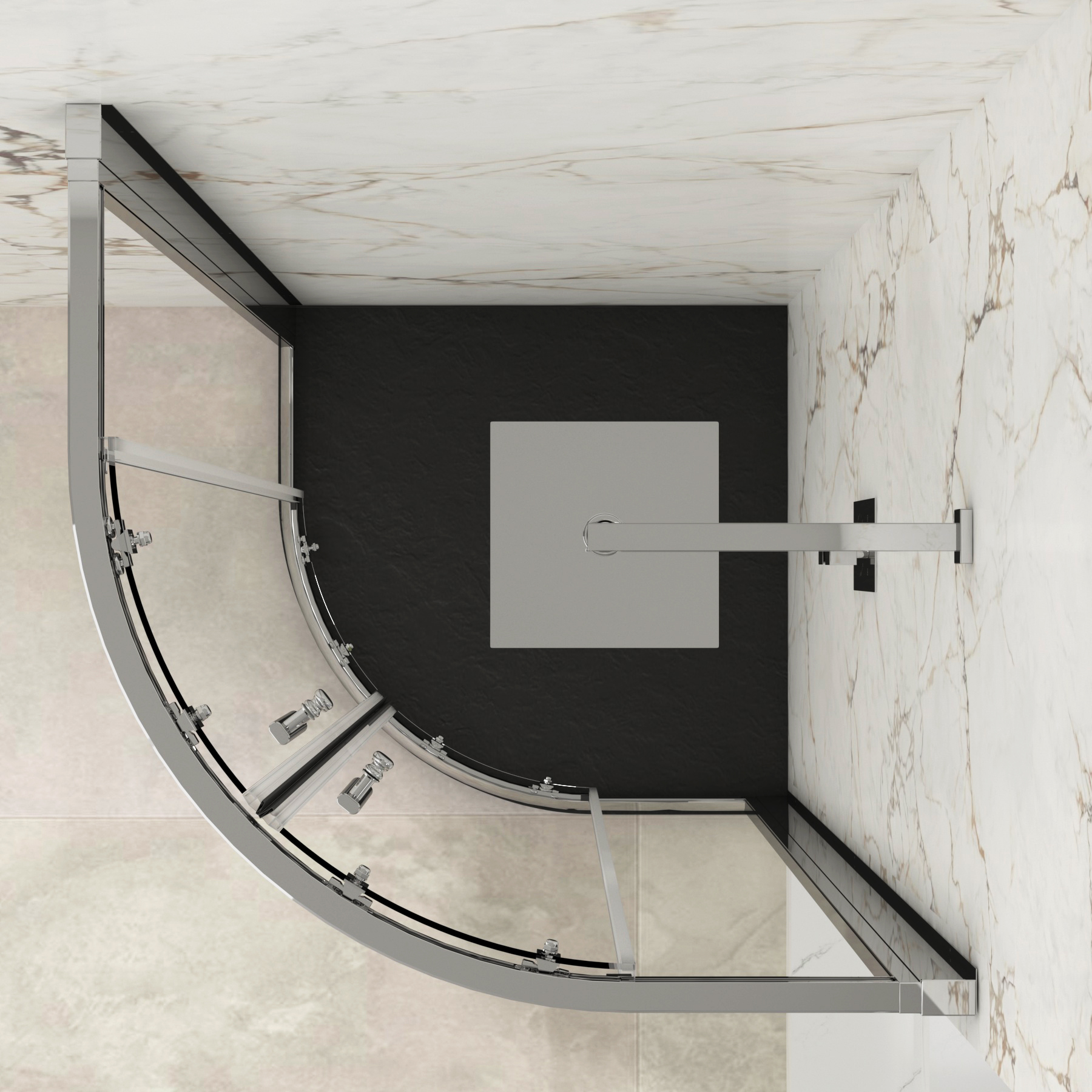 Imperial Quadrant Shower Enclosure with Black Stone Shower Tray - 6mm Double Sliding Door