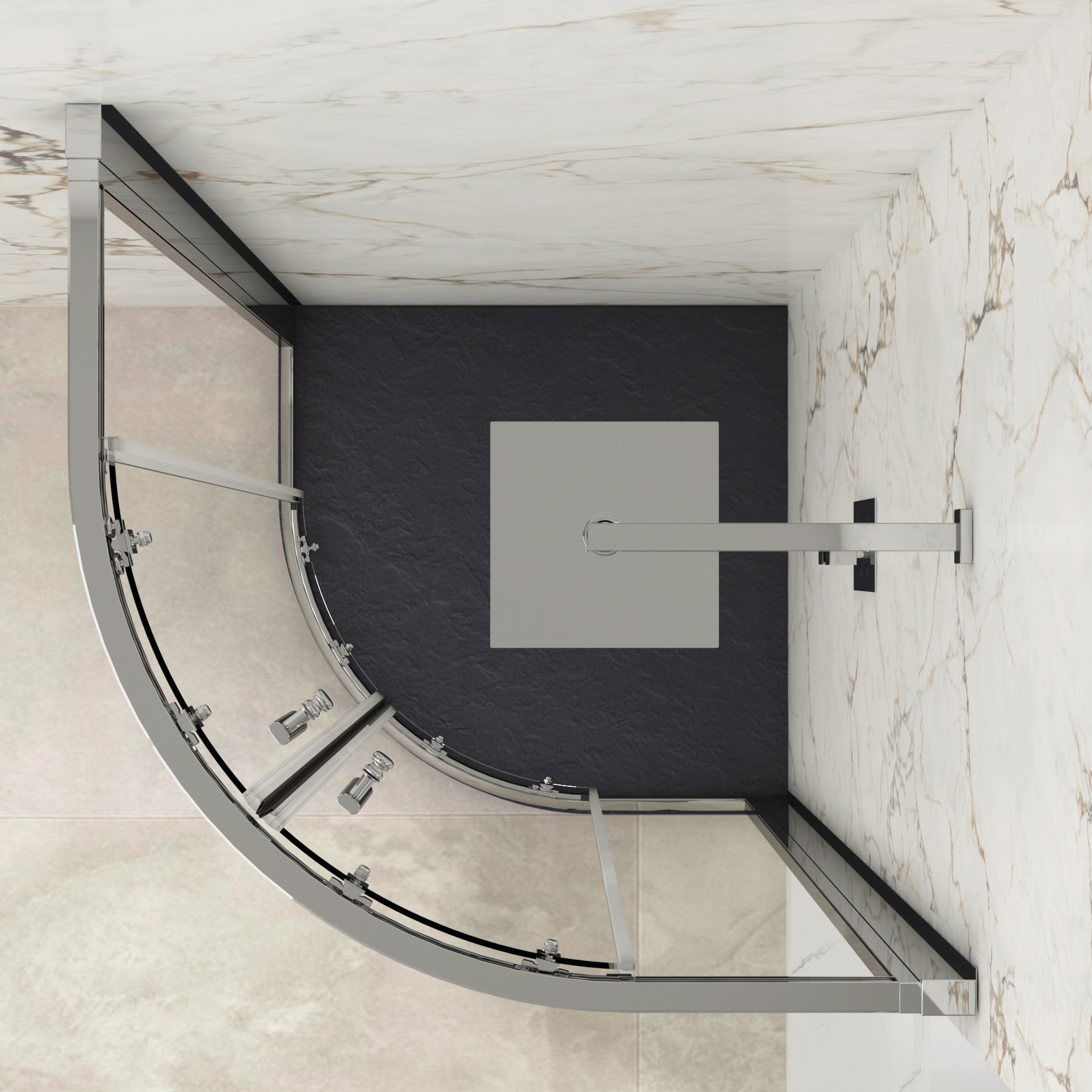 Imperial Quadrant Shower Enclosure with Grey Stone Shower Tray - 6mm Double Sliding Door