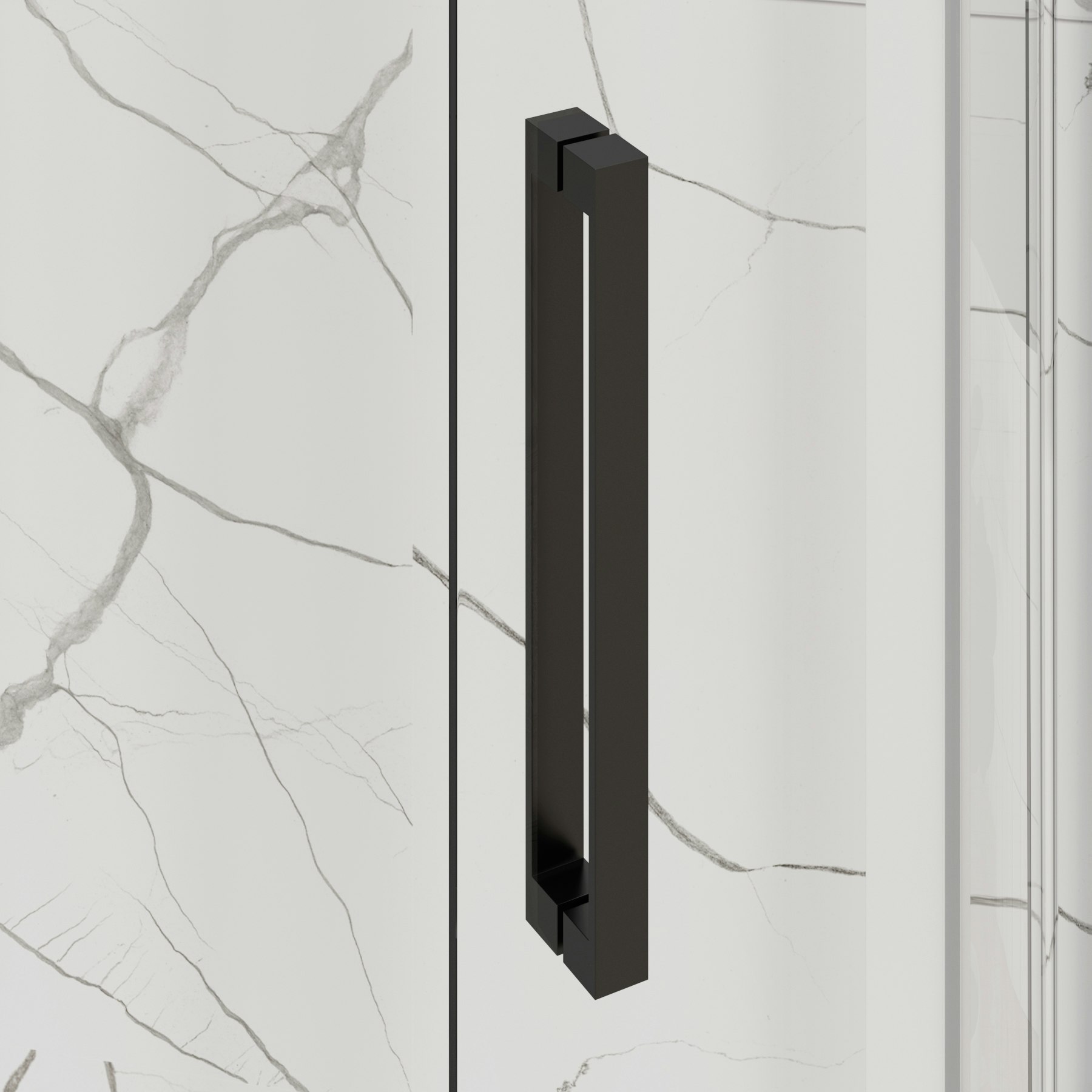 Chelsea 1200 x 800mm Single Door Offset Quadrant Shower Enclosure with White Stone Tray 8mm Easy Clean Glass, 1950mm Tall - Matt Black
