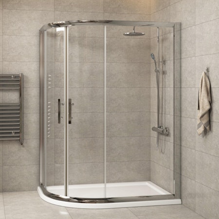 Imperial 900 x 760mm Offset Quadrant Shower Enclosure + Pearlstone Tray - LH
