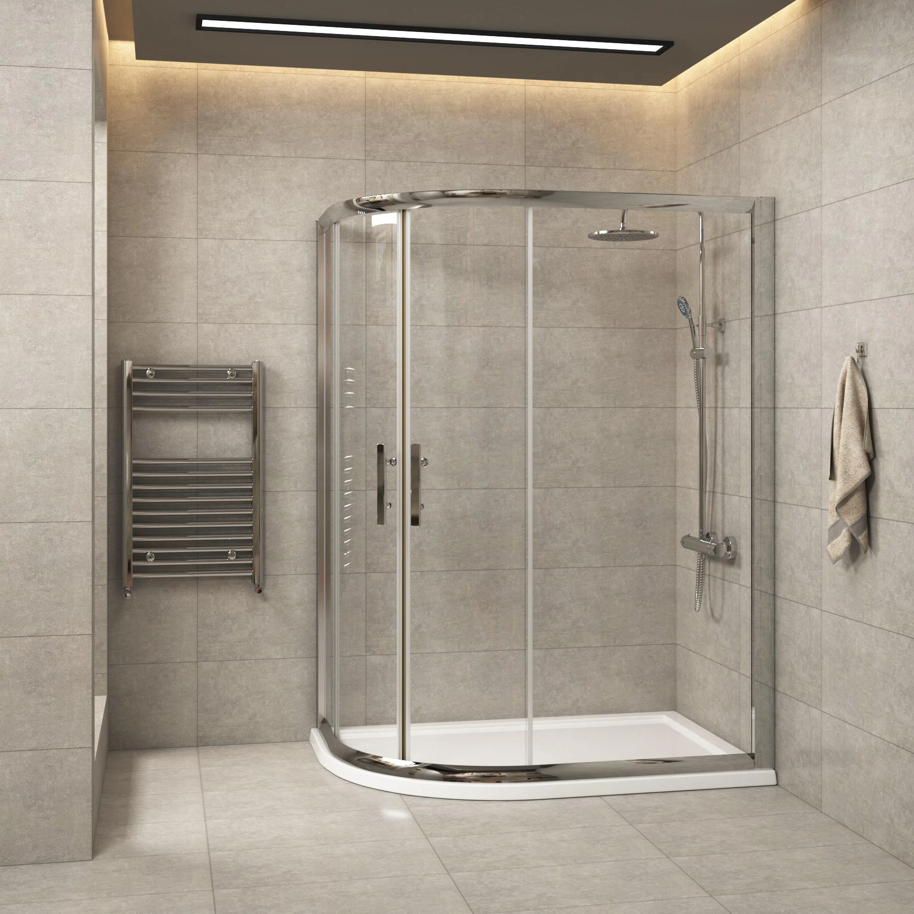 Imperial LH Offset Quadrant Shower Enclosure with Pearlstone Shower ...