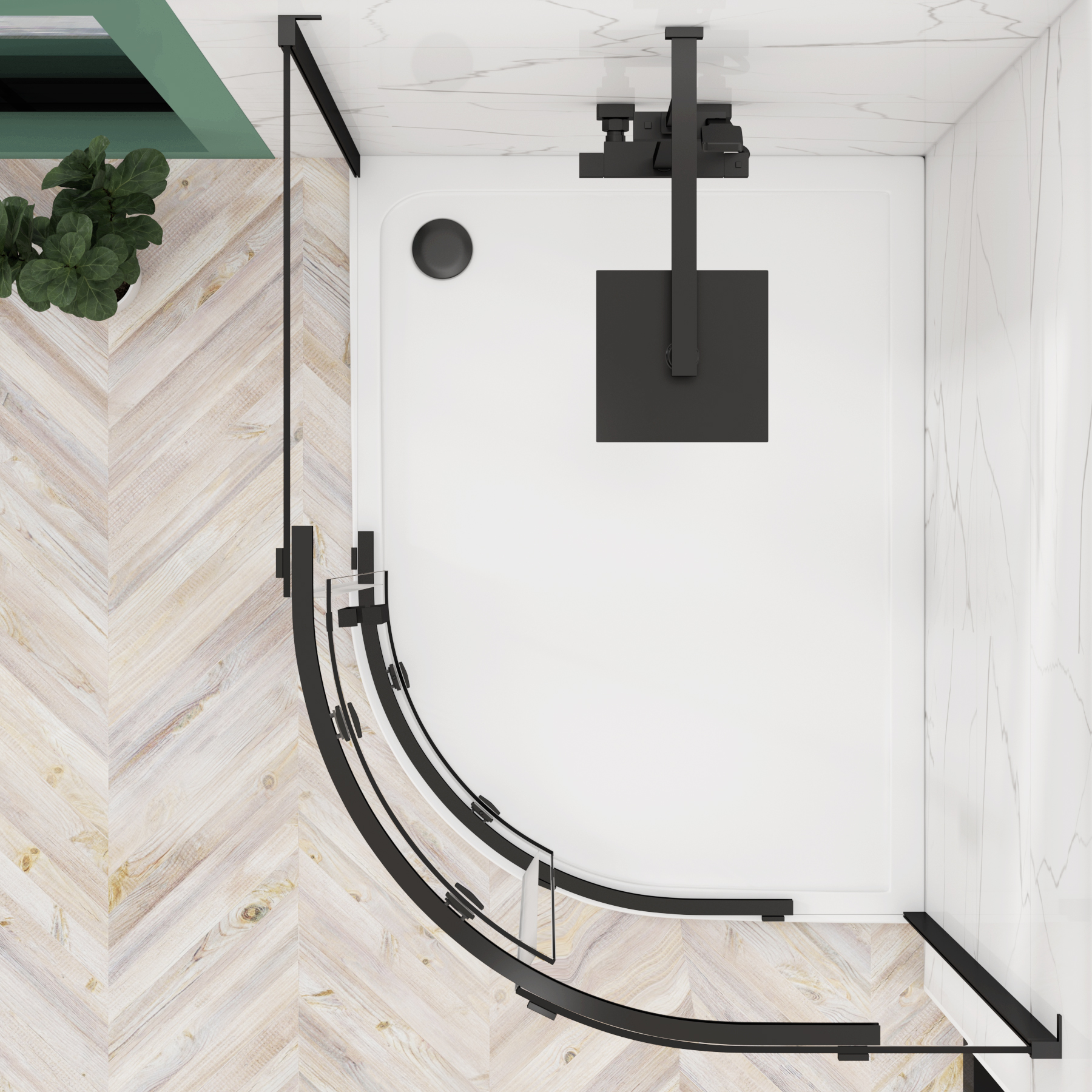 Chelsea Single Door Offset Quadrant Shower Enclosure 8mm Easy Clean Glass, 1950mm Tall - Matt Black
