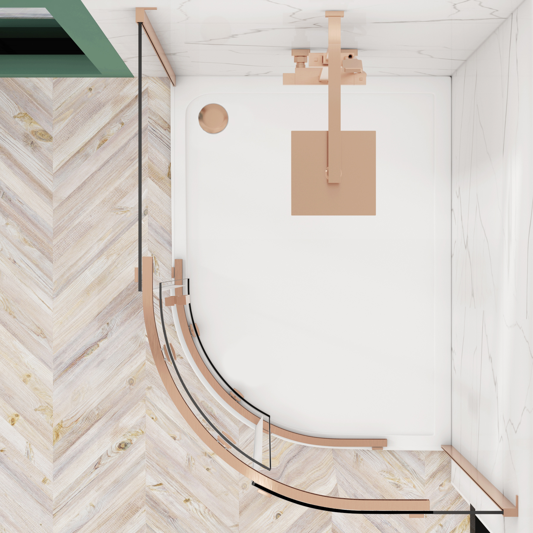 Chelsea Single Door Offset Quadrant Shower Enclosure 8mm Easy Clean Glass, 1950mm Tall - Brushed Bronze