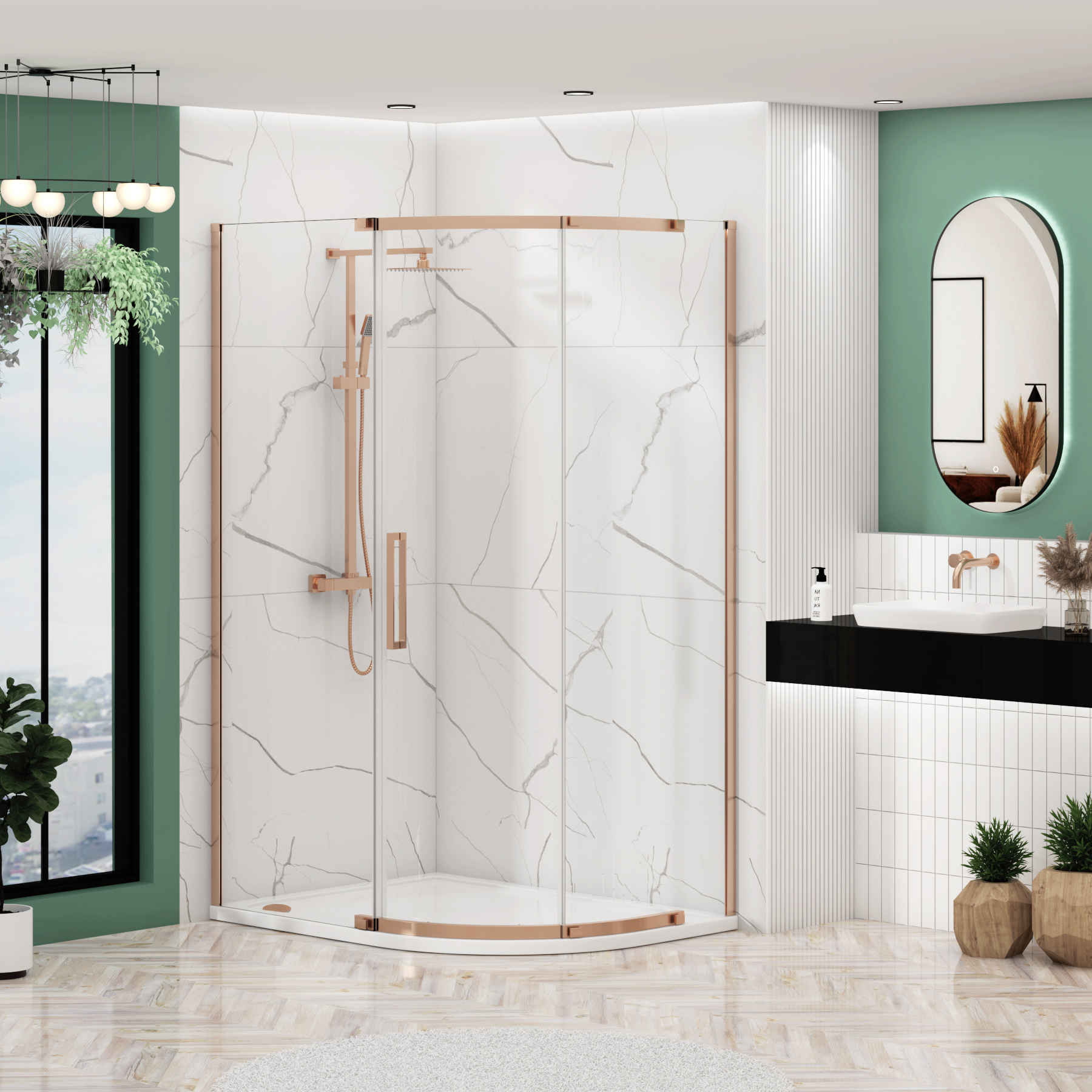 Chelsea Single Door Offset Quadrant Shower Enclosure 8mm Easy Clean Glass, 1950mm Tall - Brushed Bronze