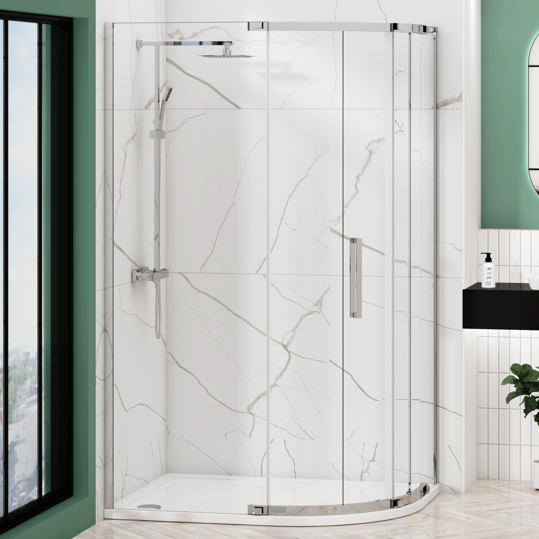 Chelsea Single Door Offset Quadrant Shower Enclosure 8mm Easy Clean Glass, 1950mm Tall - Chrome