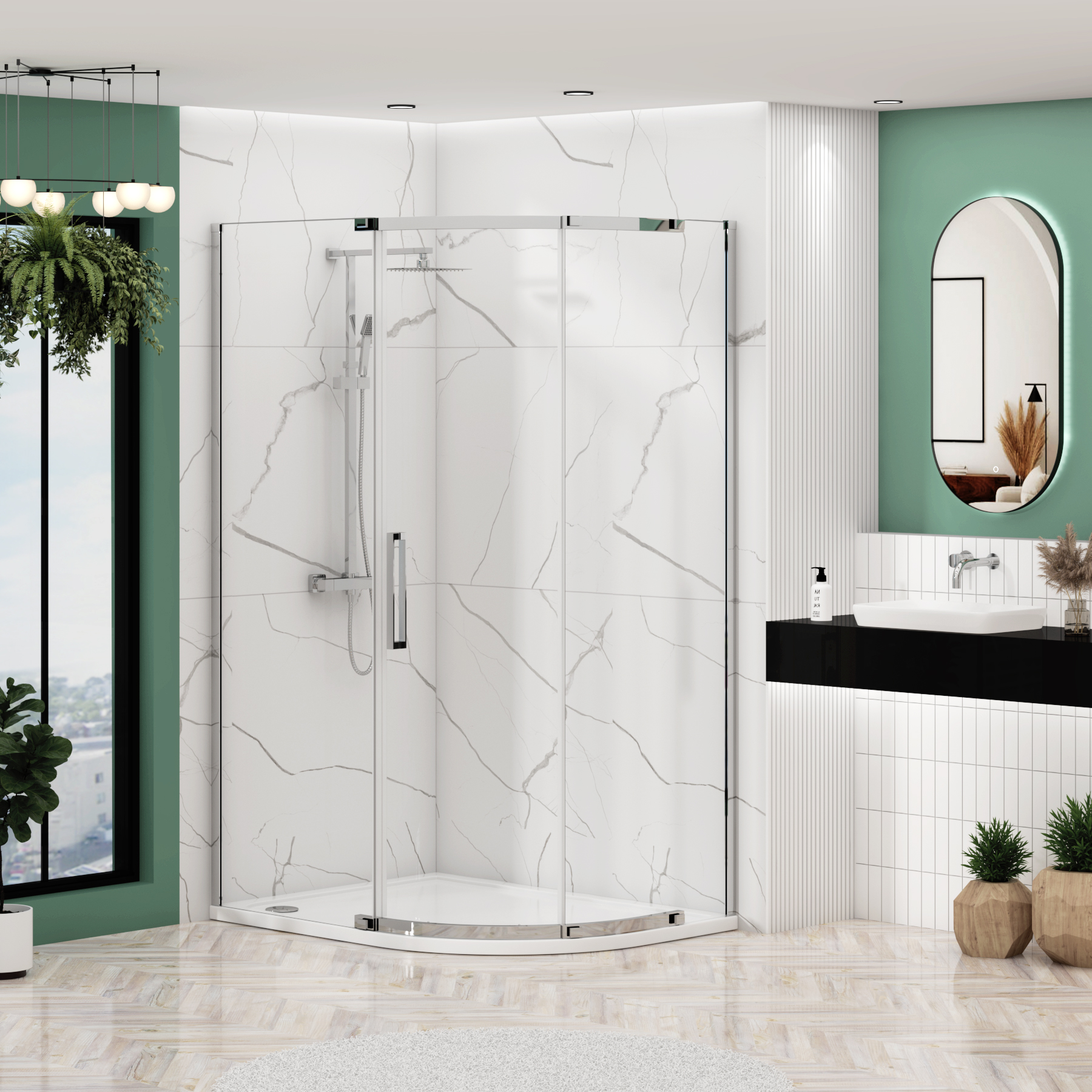 Chelsea Single Door Offset Quadrant Shower Enclosure 8mm Easy Clean Glass, 1950mm Tall - Chrome