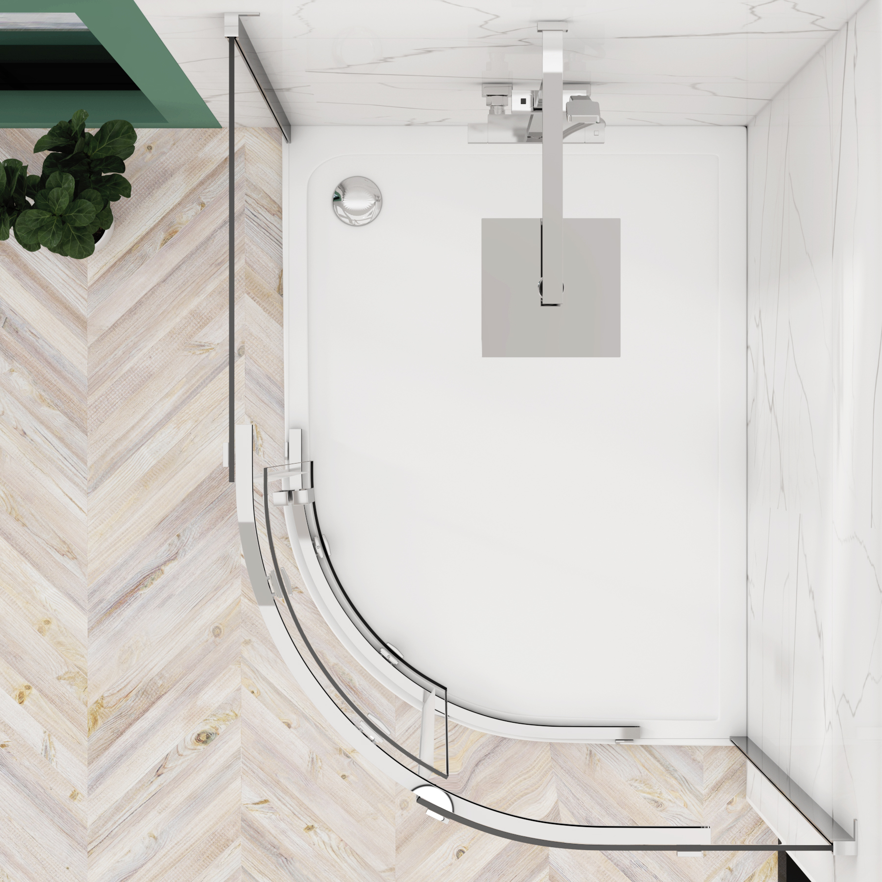 Chelsea Single Door Offset Quadrant Shower Enclosure 8mm Easy Clean Glass, 1950mm Tall - Chrome