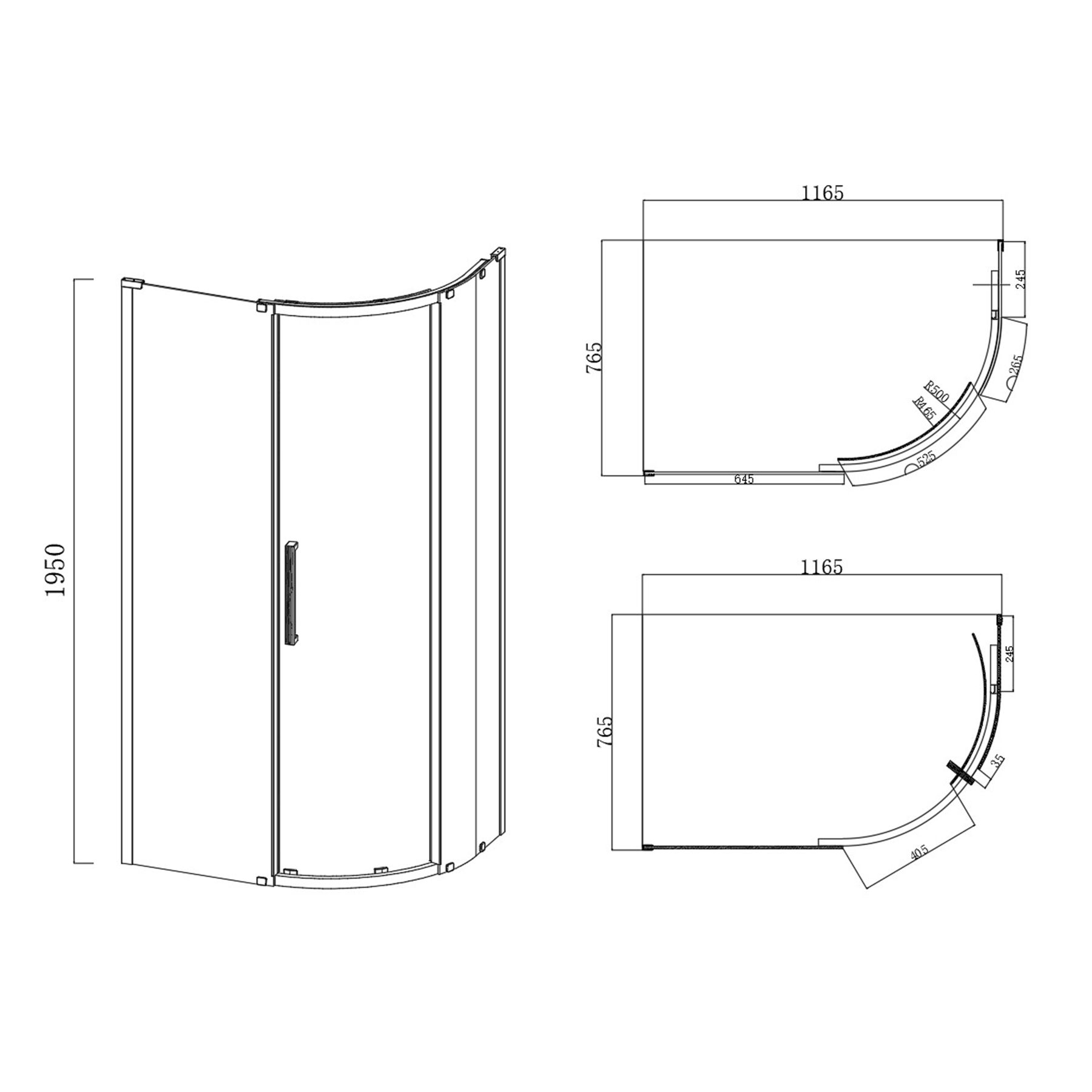 Chelsea 1200 x 800mm Single Door Offset Quadrant Shower Enclosure with White Stone Tray 8mm Easy Clean Glass, 1950mm Tall - Matt Black