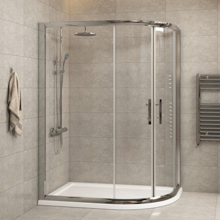 Imperial 900 x 760mm Offset Quadrant Shower Enclosure + Pearlstone Tray - RH