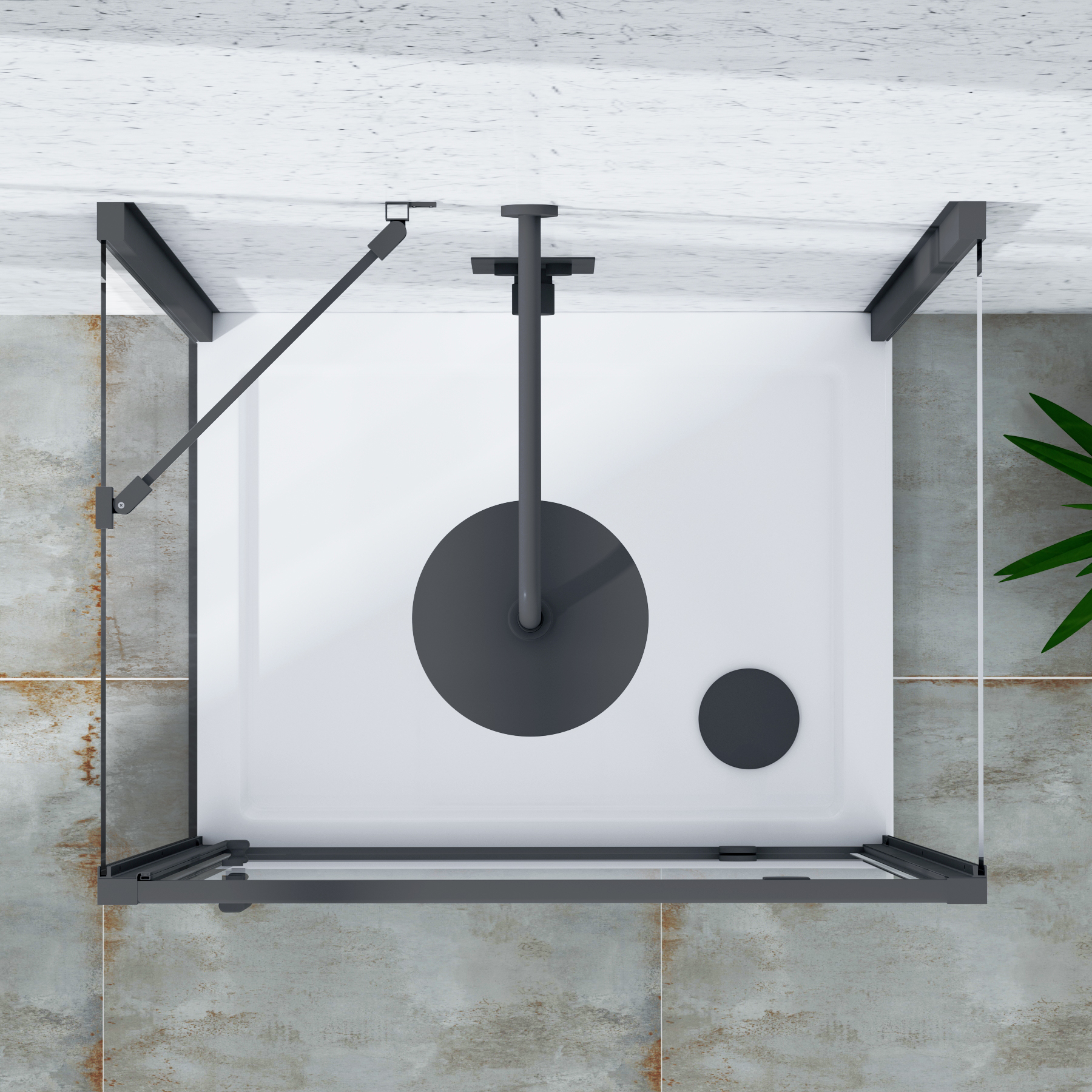 Milan Matt Black Square Pivot Door 3-Sided Shower Enclosure 6mm Glass - Multiple Sizes