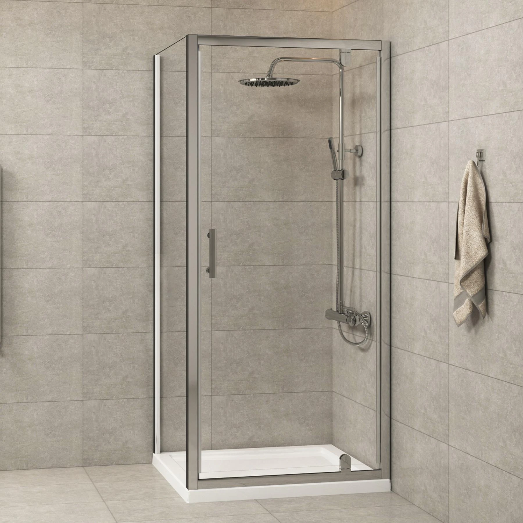 Cube Pivot Door Rectangular Shower Enclosure with Pearlstone Shower ...