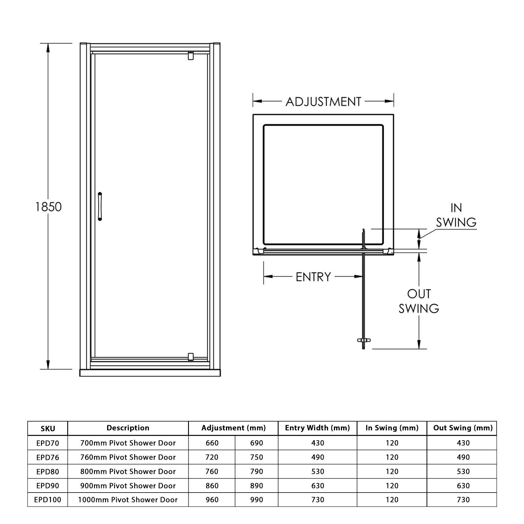 Cube Pivot Door Rectangular Shower Enclosure with Pearlstone Shower Tray 6mm - Various Sizes