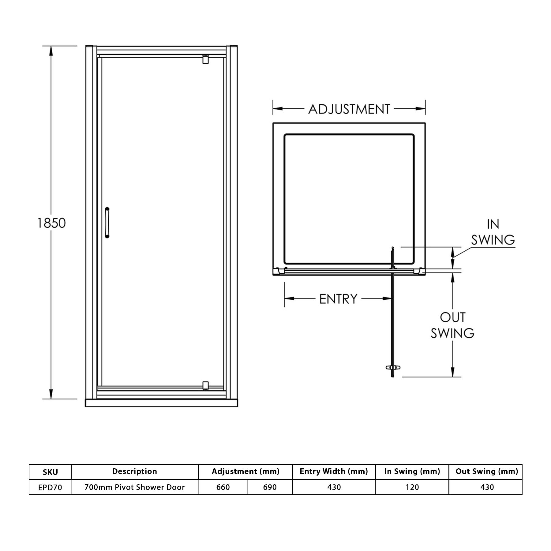 Cube 700 x 700mm Square Pivot Door 3-Sided Shower Enclosure - 6mm Glass