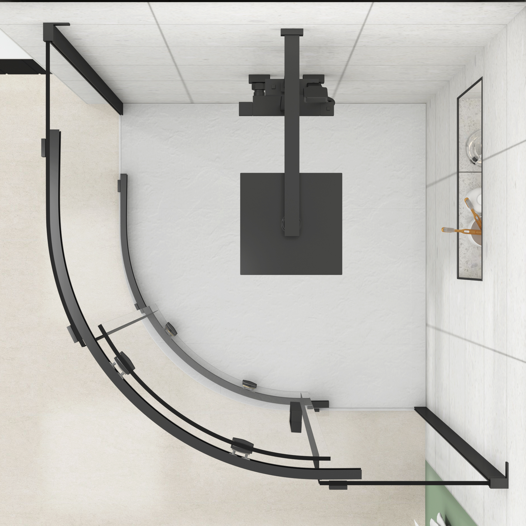 Chelsea Single Door Quadrant Shower Enclosure with White Stone Tray 8mm Easy Clean Glass, 1950mm Tall - Matt Black