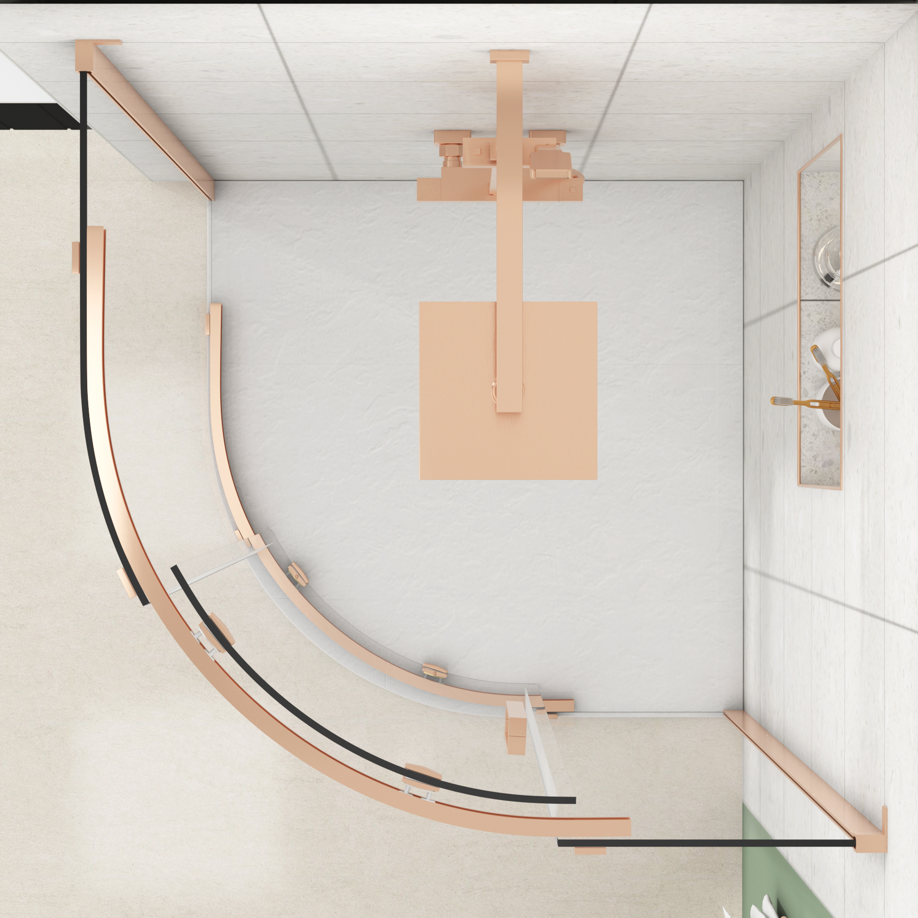 Chelsea Single Door Quadrant Shower Enclosure with White Stone Tray 8mm Easy Clean Glass, 1950mm Tall - Brushed Bronze