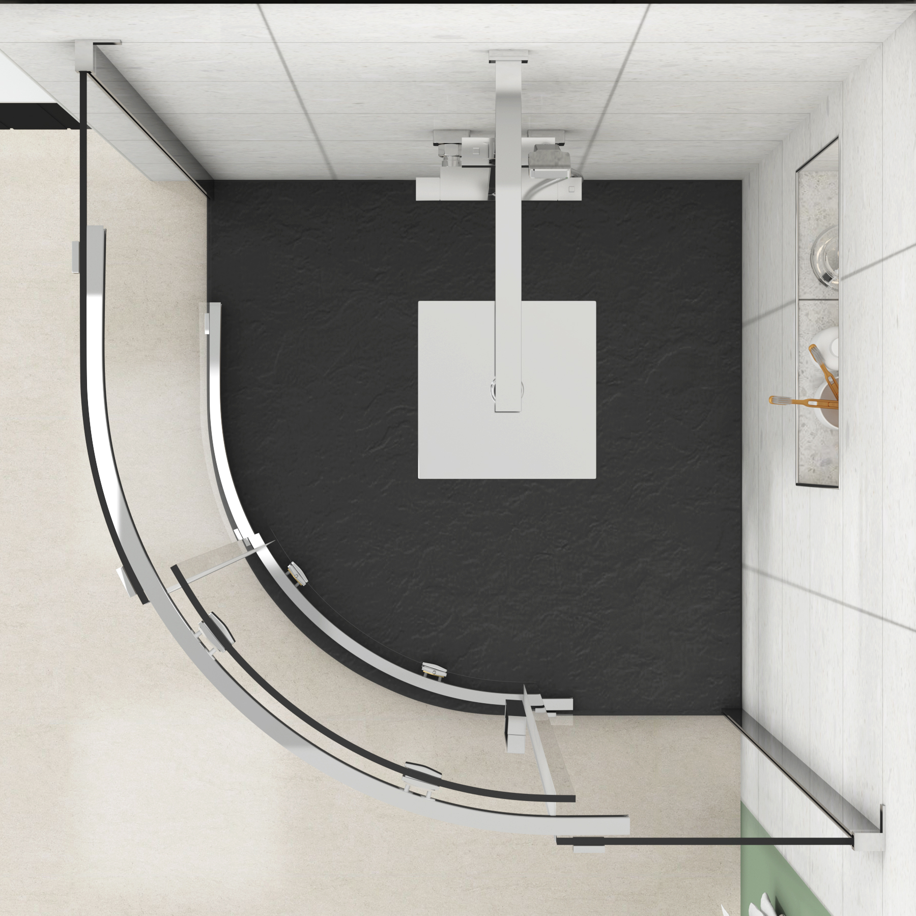 Chelsea Single Door Quadrant Shower Enclosure with Black Stone Tray 8mm Easy Clean Glass, 1950mm Tall - Chrome