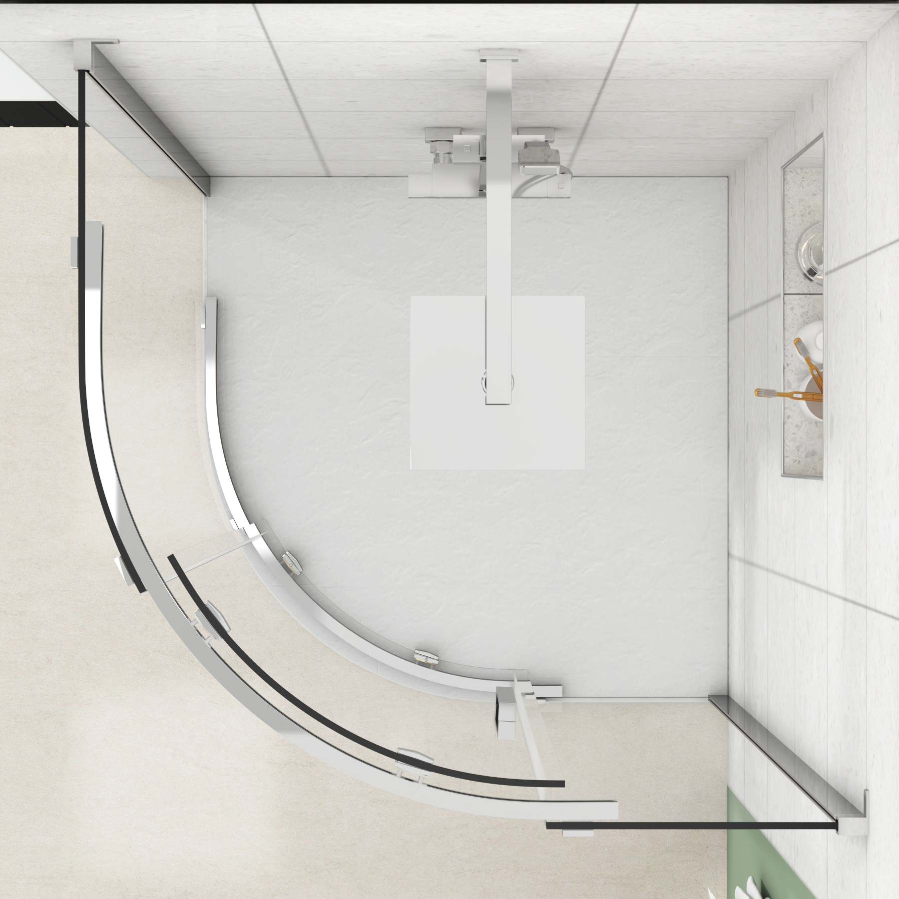 Chelsea Single Door Quadrant Shower Enclosure with White Stone Tray 8mm Easy Clean Glass, 1950mm Tall - Chrome
