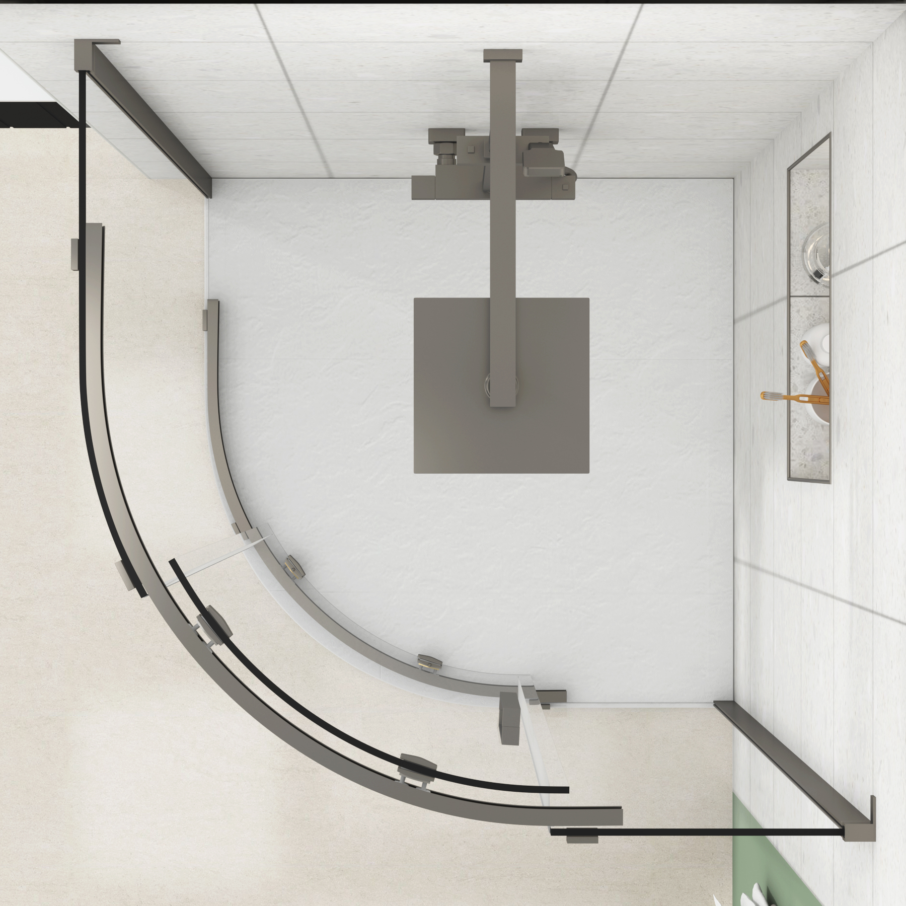 Chelsea Single Door Quadrant Shower Enclosure with White Stone Tray 8mm Easy Clean Glass, 1950mm Tall - Gun Metal Grey