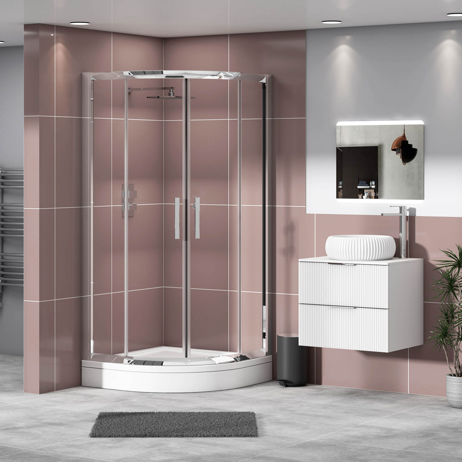 Imperial 800mm Quadrant Shower Enclosure with High Tray - 6mm Double Door