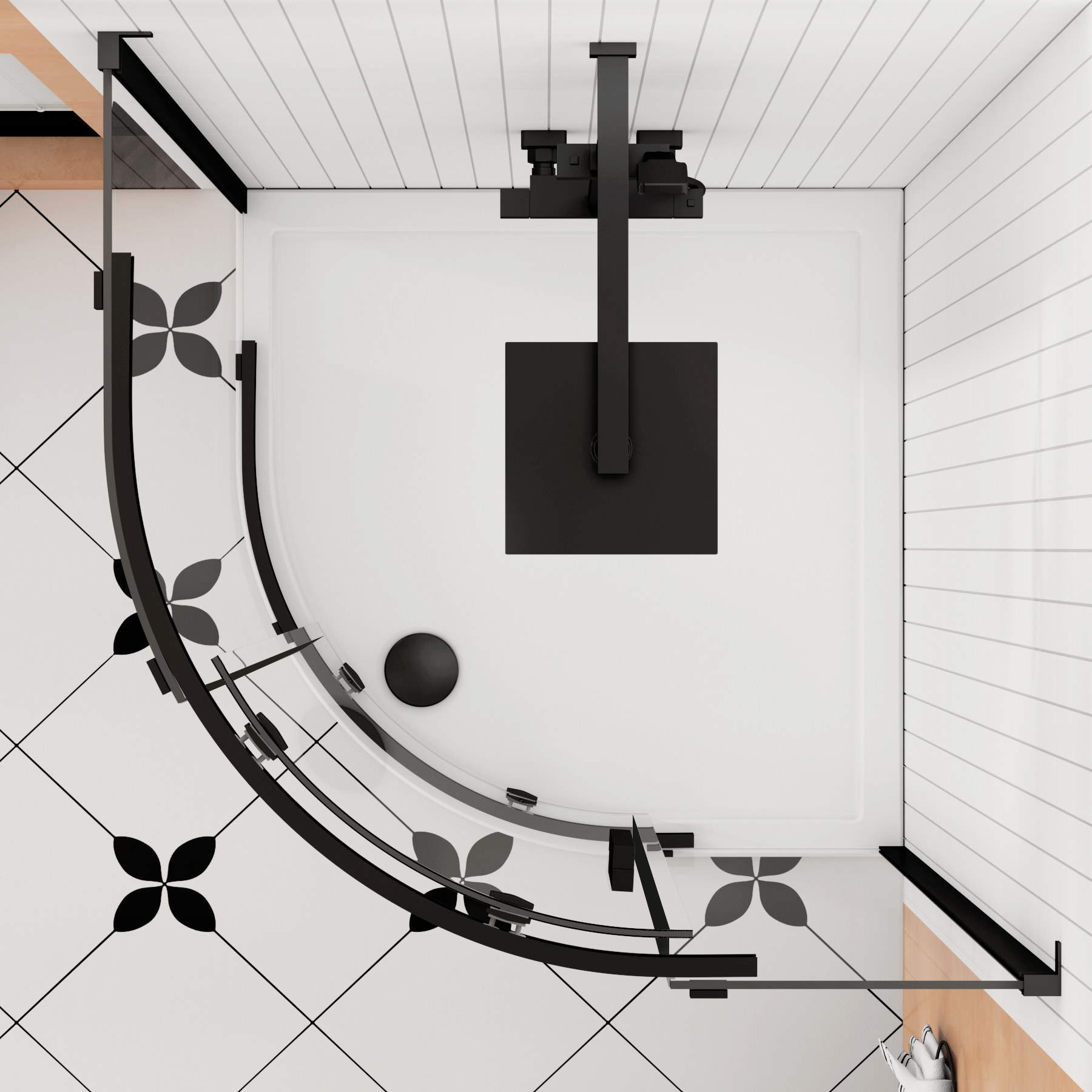 Chelsea Single Door Quadrant Shower Enclosure 8mm Easy Clean Glass, 1950mm Tall - Matt Black