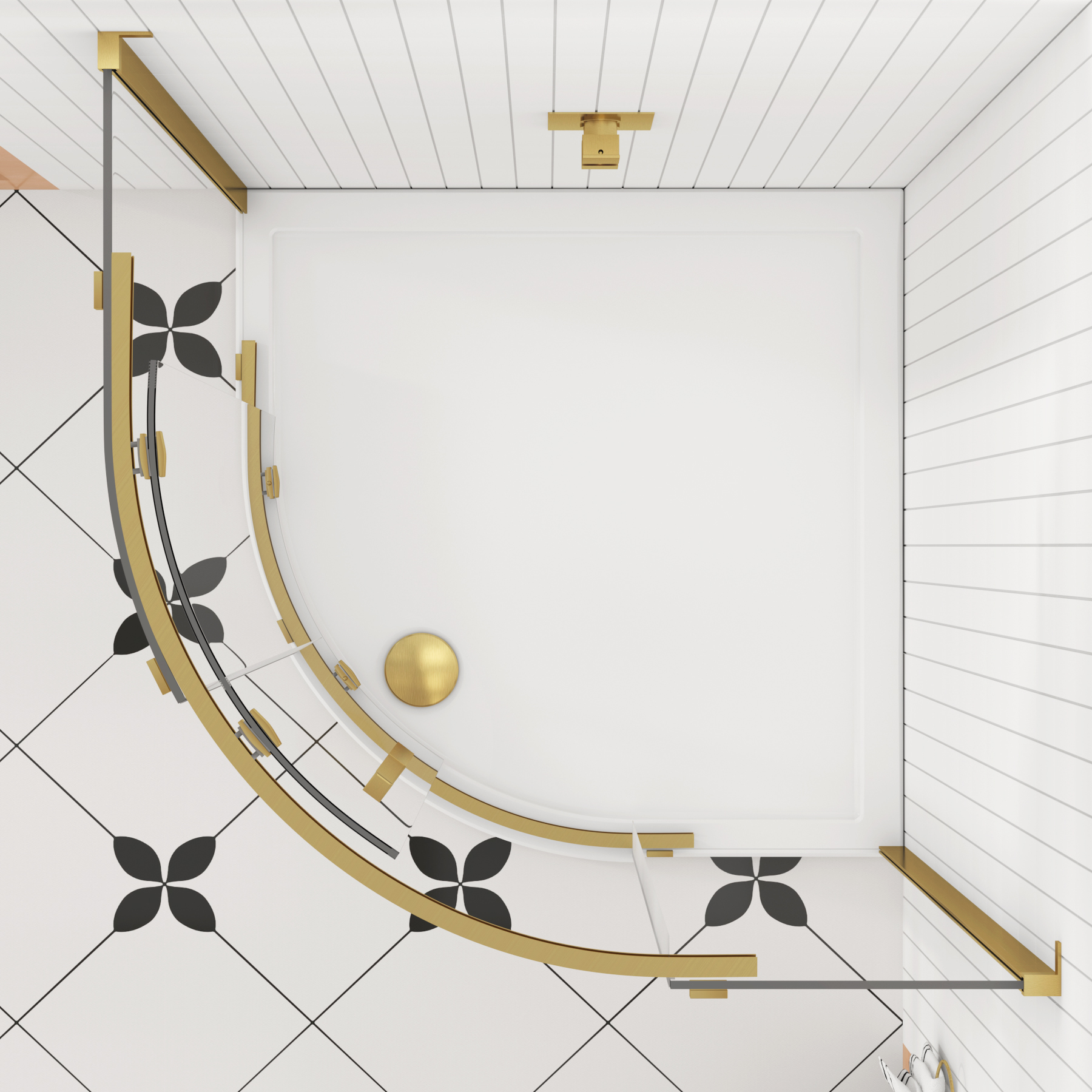 Chelsea Single Door Quadrant Shower Enclosure 8mm Easy Clean Glass, 1950mm Tall - Brushed Brass