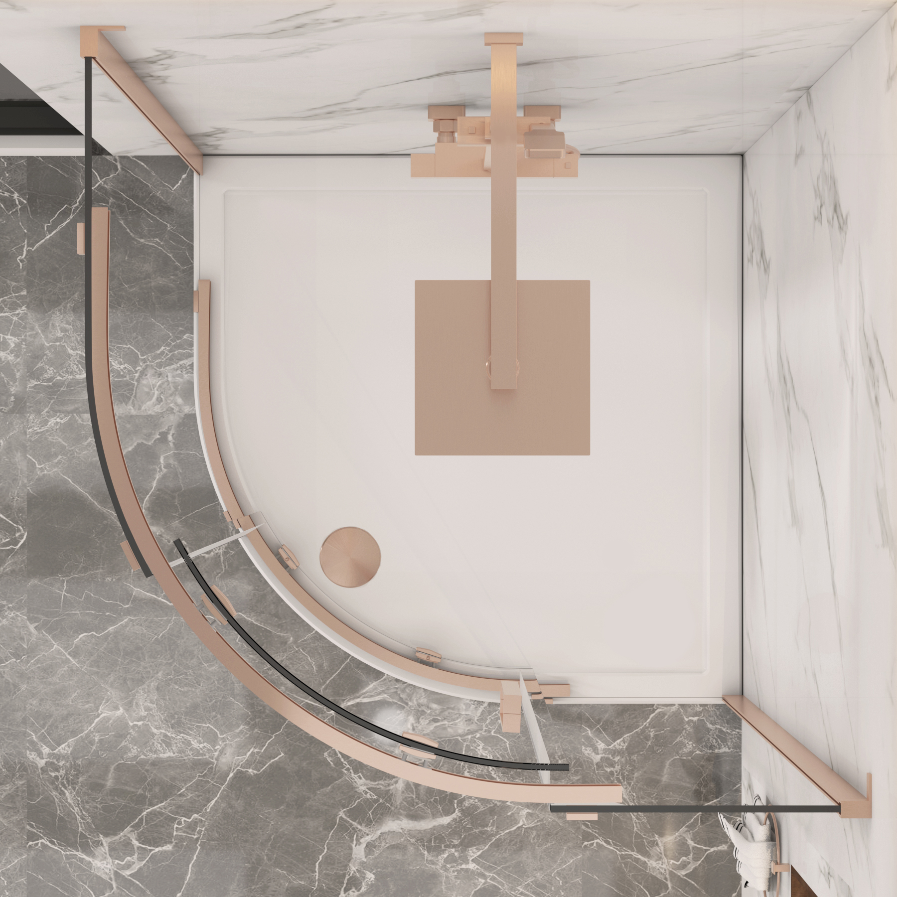 Chelsea Single Door Quadrant Shower Enclosure 8mm Easy Clean Glass, 1950mm Tall - Brushed Bronze