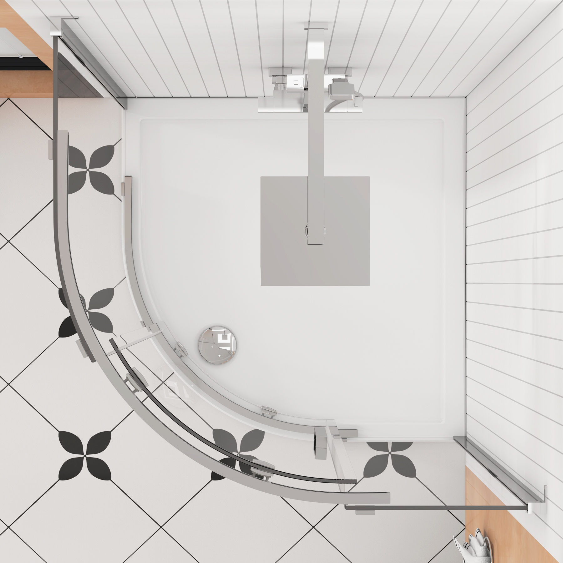 Chelsea Single Door Quadrant Shower Enclosure with Stone Tray 8mm Easy Clean Glass, 1950mm Tall - Chrome