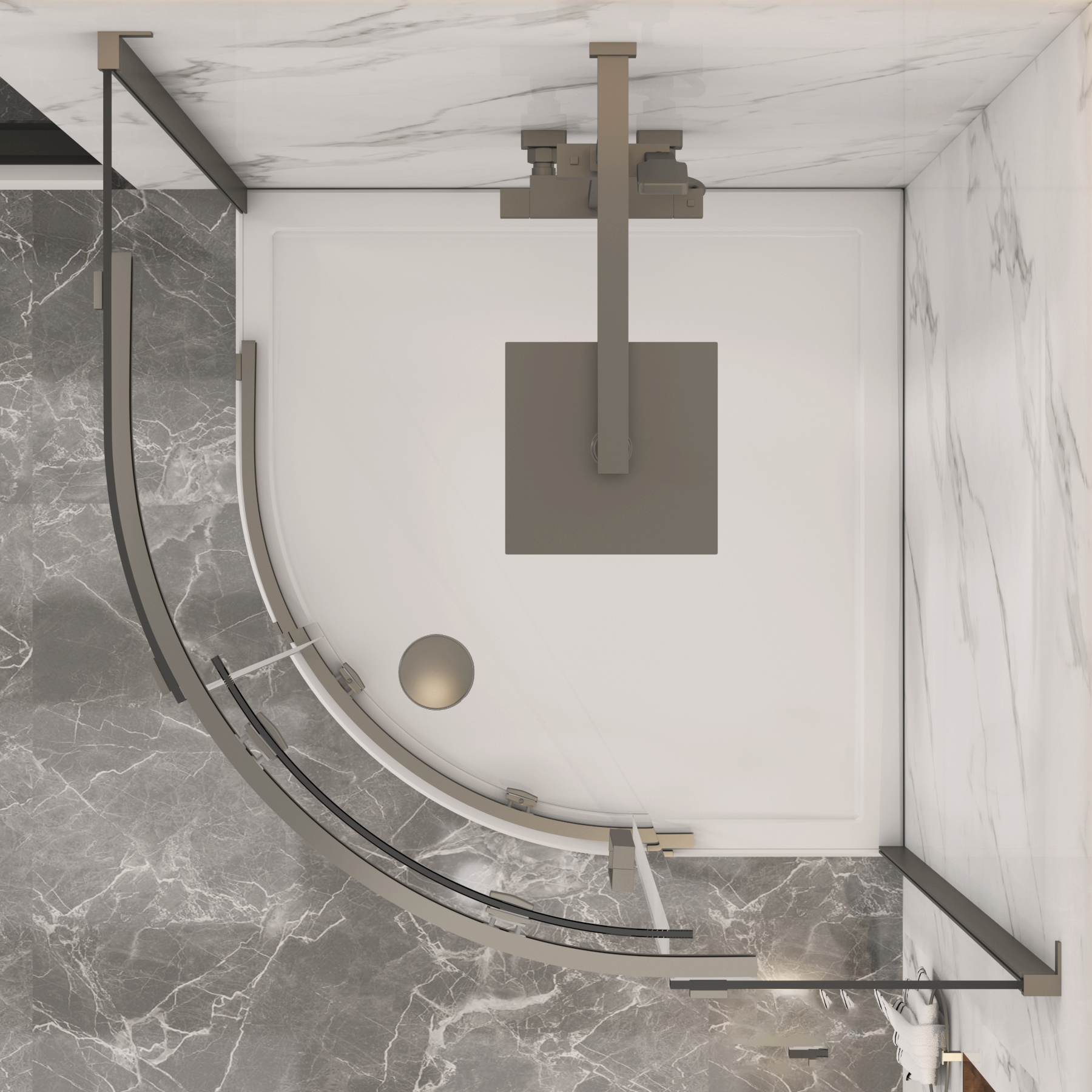 Chelsea Single Door Quadrant Shower Enclosure 8mm Easy Clean Glass, 1950mm Tall - Gun Metal Grey