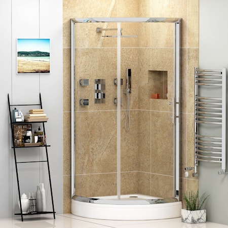 Bow 6mm Single Door Quadrant Shower Enclosure + High Tray - Various Sizes