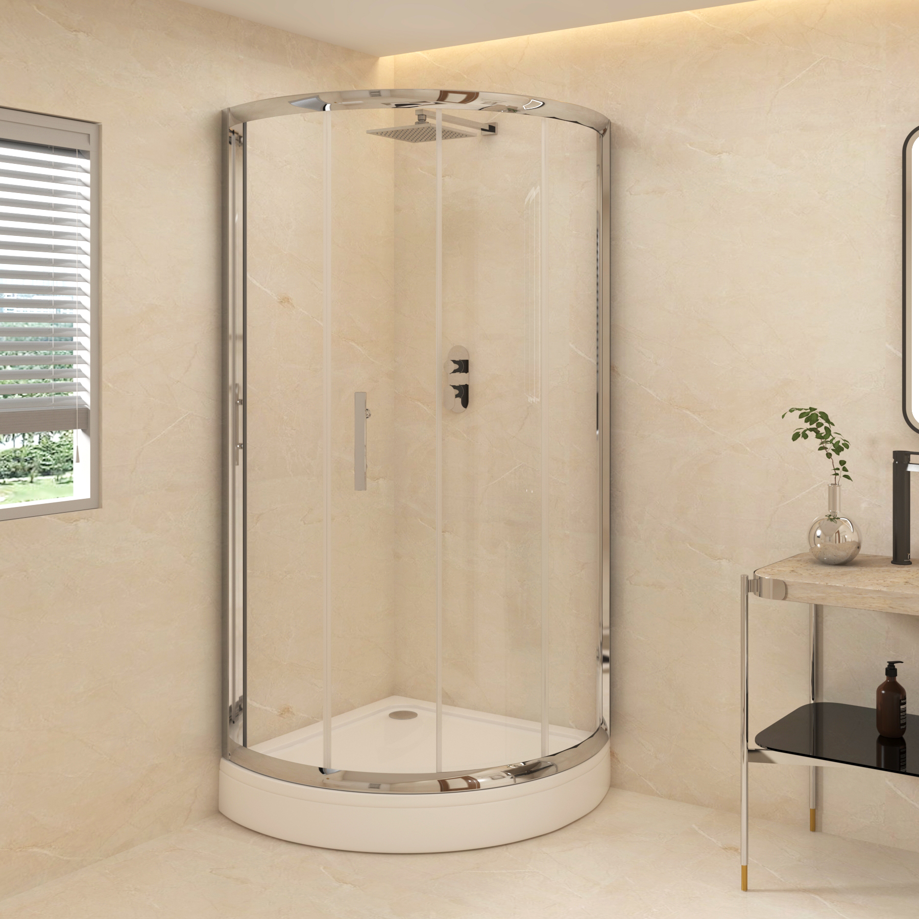 Bow 760 x 760mm Quadrant Shower Enclosure with High Tray - 6mm Single Door